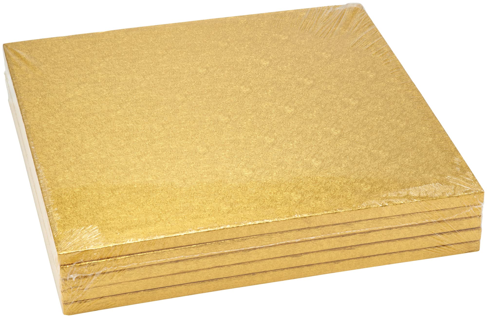 Decopac Square Cake Drum, Foil Covered Cake Drum, Sturdy Half Inch Thick, Pack Of 5, Gold - 14 Inch