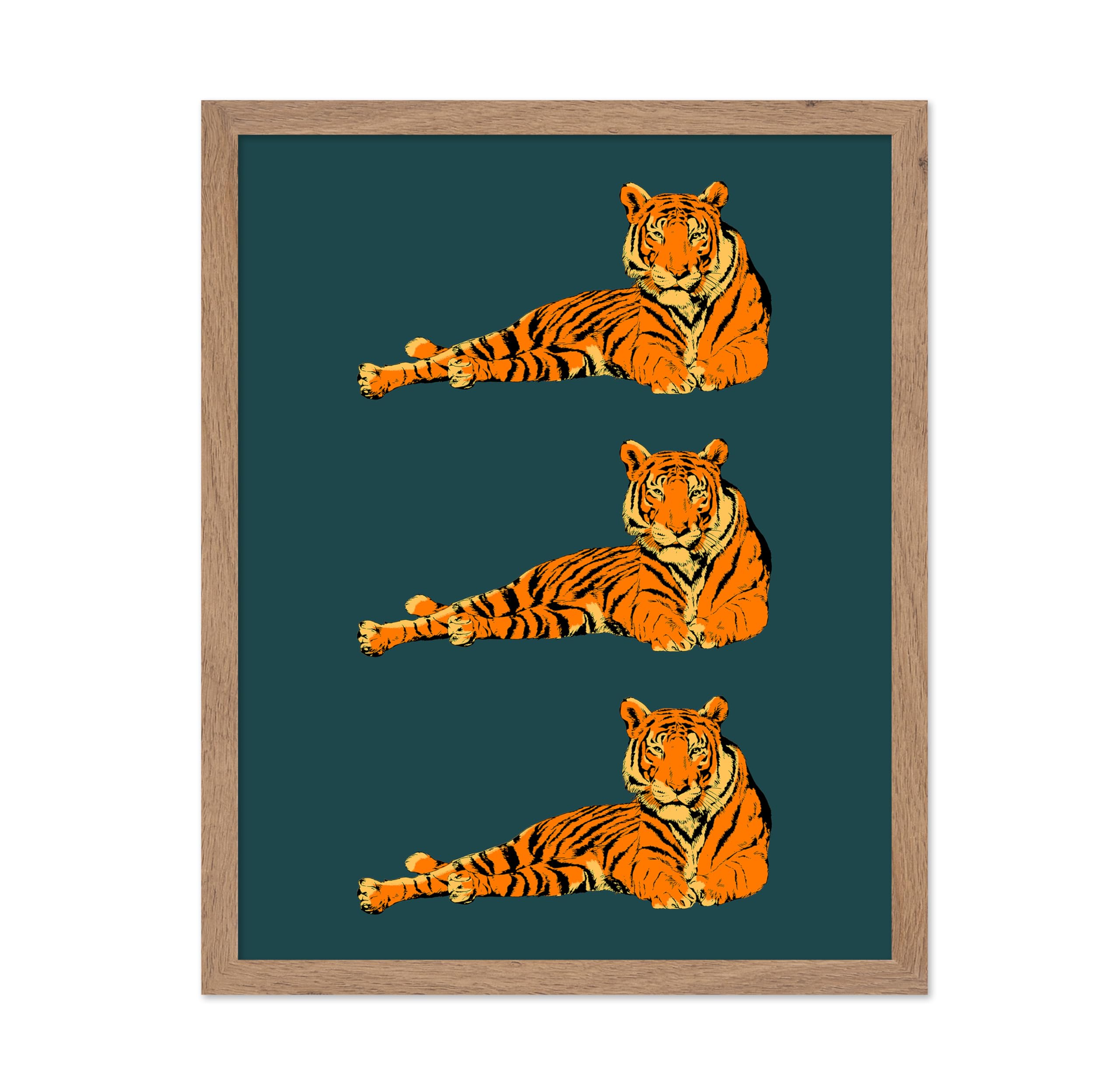 Poster Master Lying Tigers Poster - Retro Tiger Print - Groovy Art - Funky Art - Jungle Art - Cat Art - Modern Art - Minimal Art