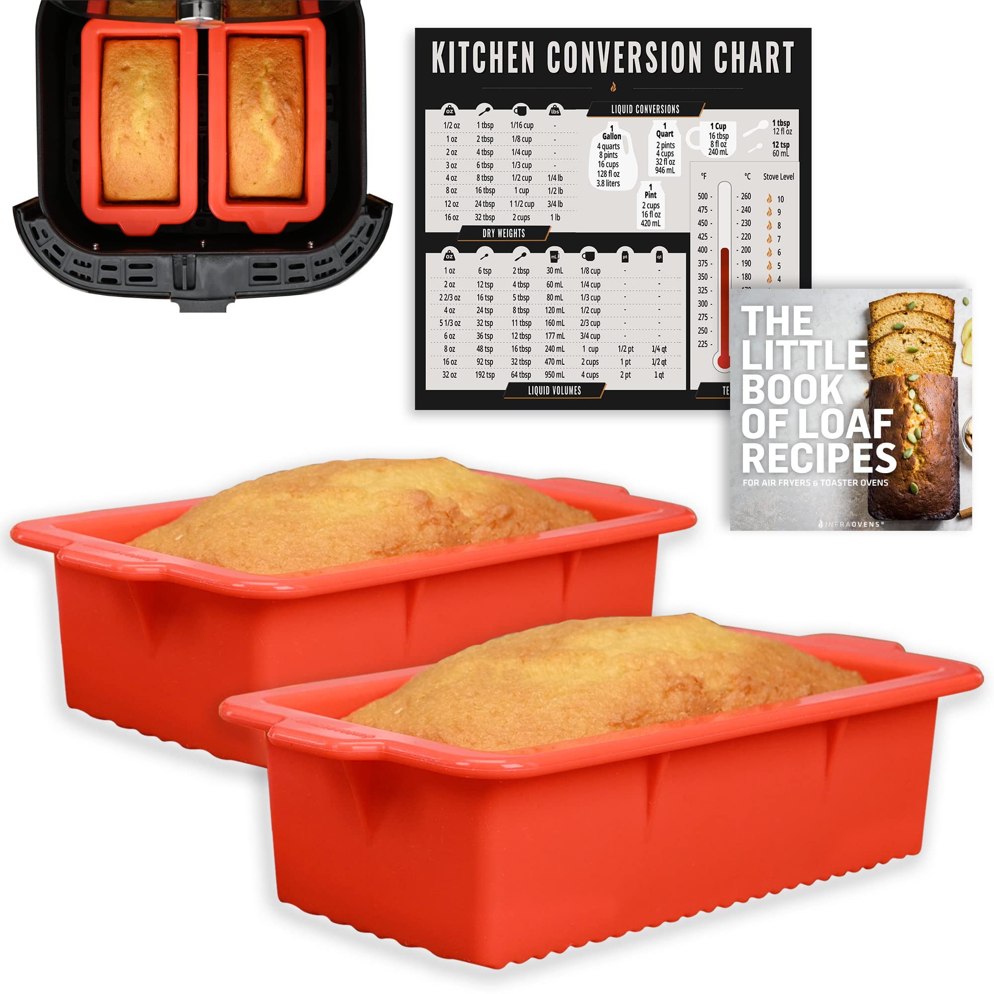 Air Fryer Silicone Loaf Pans For Baking, Non-Stick Mini Bread Cake Pan, Small Airfryer Bakeware Sets, Meatloaf Brownie Corn, Fit
