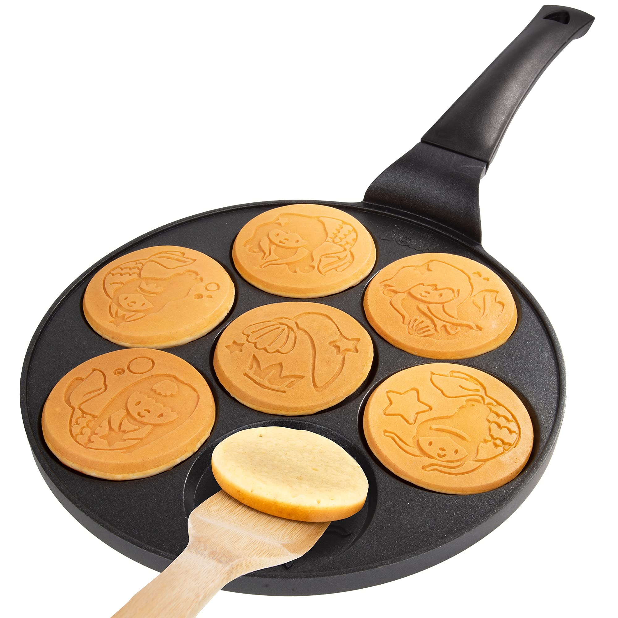 Mermaid Mini Pancake Pan - Make 7 Different Flapjack Mermaids, Nonstick Pan Cake Maker Griddle For Under The Sea Fun & Easy Clea