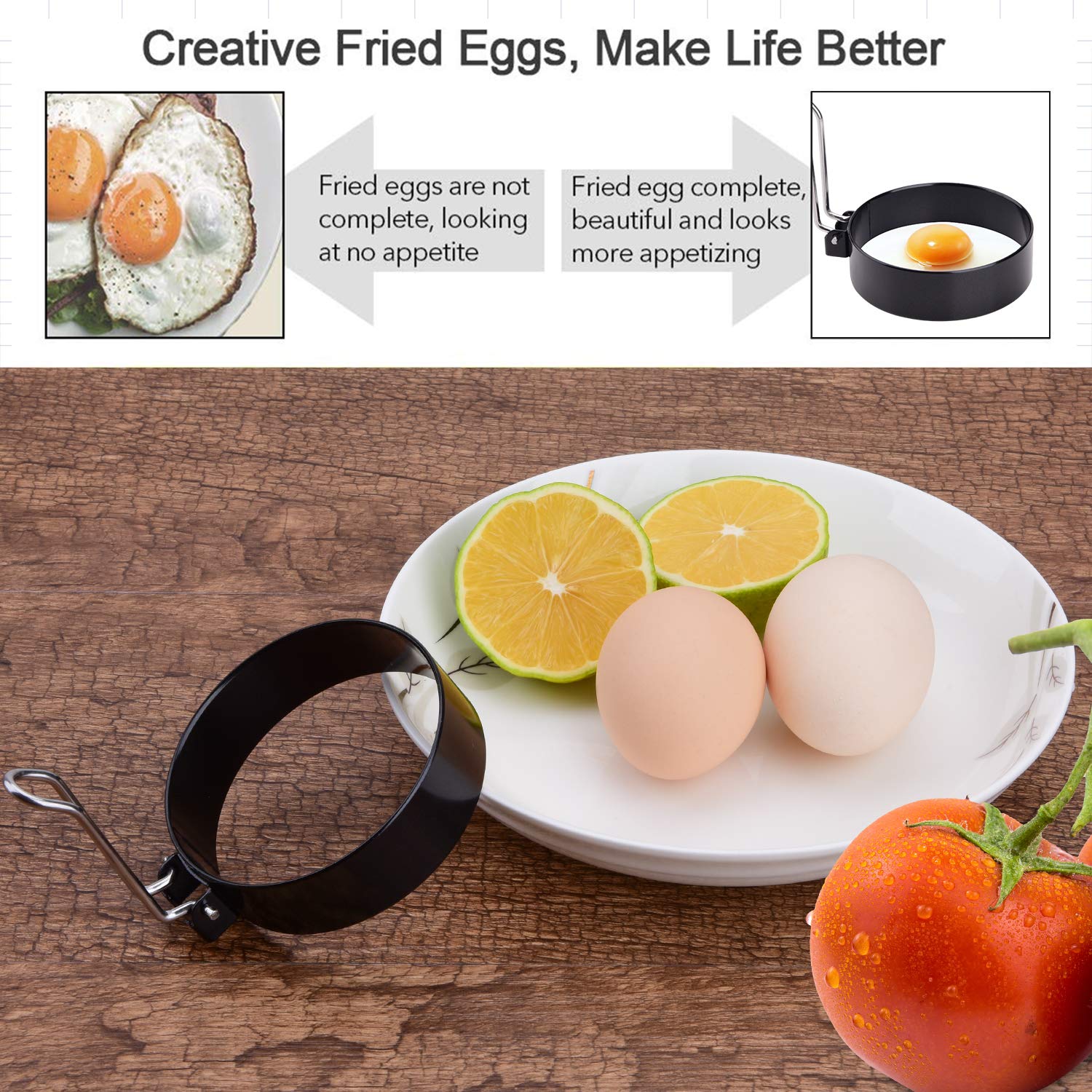 Egg Ring, Round Professional Pancake Mold, Egg Cooker Rings For Cooking, Stainless Steel Non Stick Round Egg Ring Mold For Fried