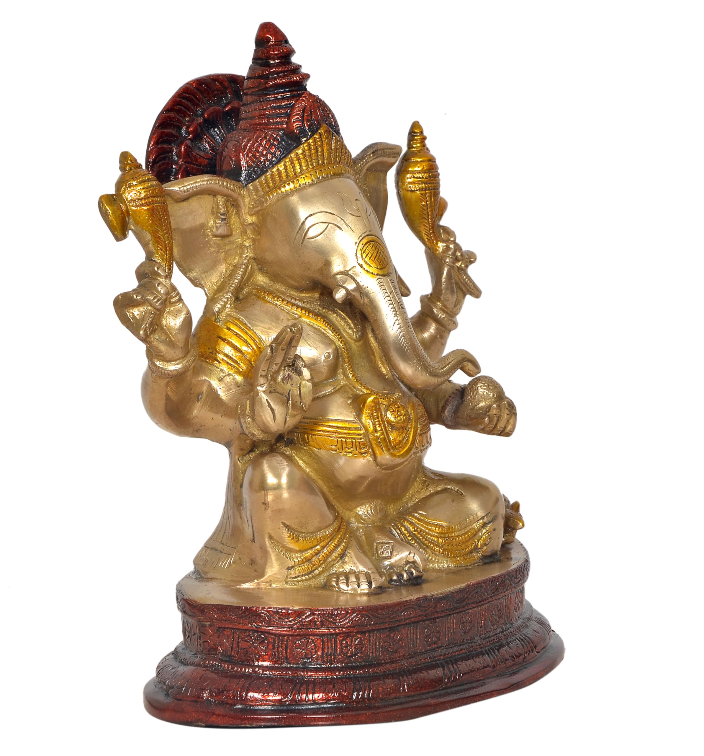 Dattatreya Brass Lord Ganesha Idol Ganesh Statue Decorative Sculpture For Home Decor Office Mandir Pooja Showpiece (Height 10 In