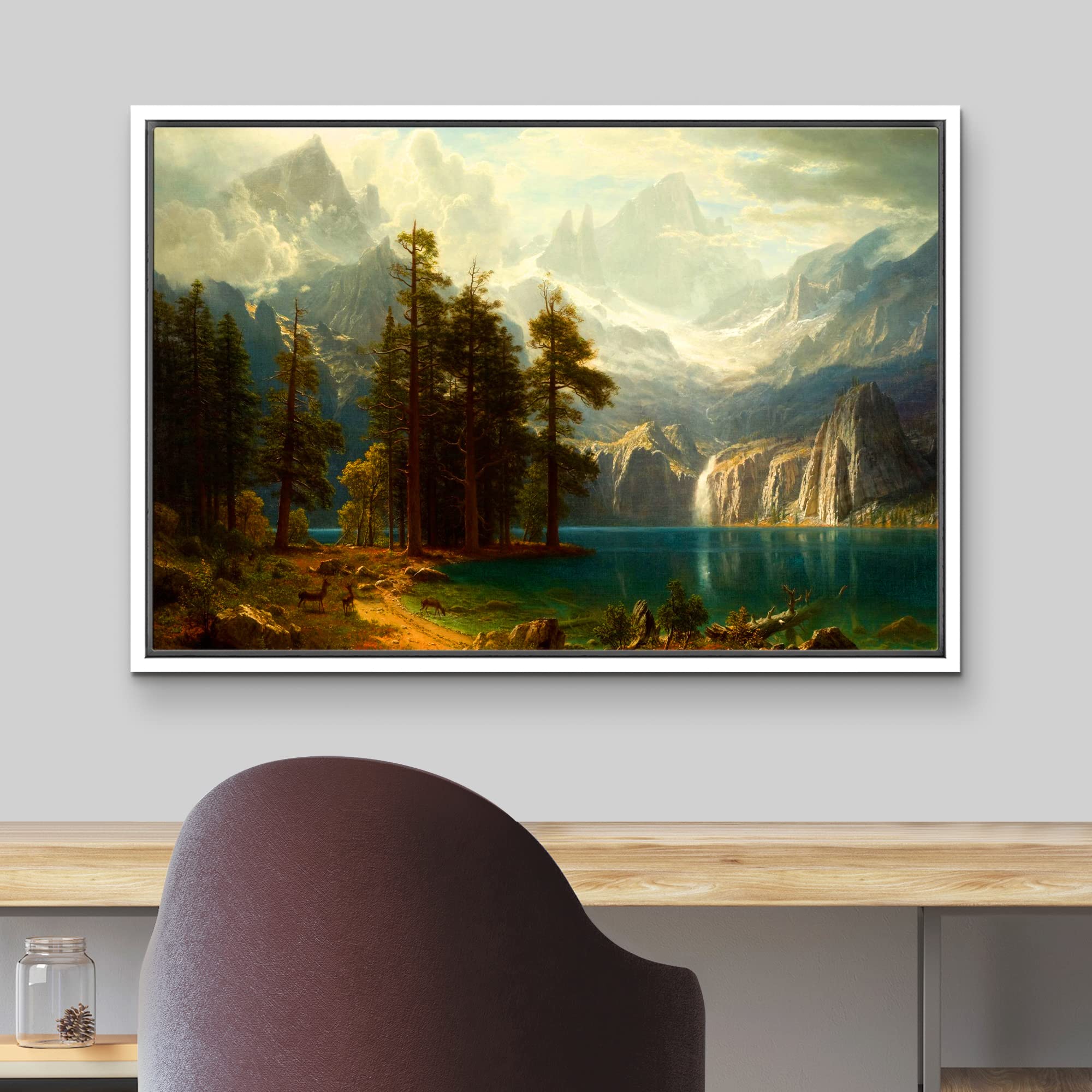 wall26 Sierra Nevada in California by Albert Bierstadt Canvas Prints Wrapped Gallery Wall Art  Stretched & Framed Ready to Hang - 16''x24'' White