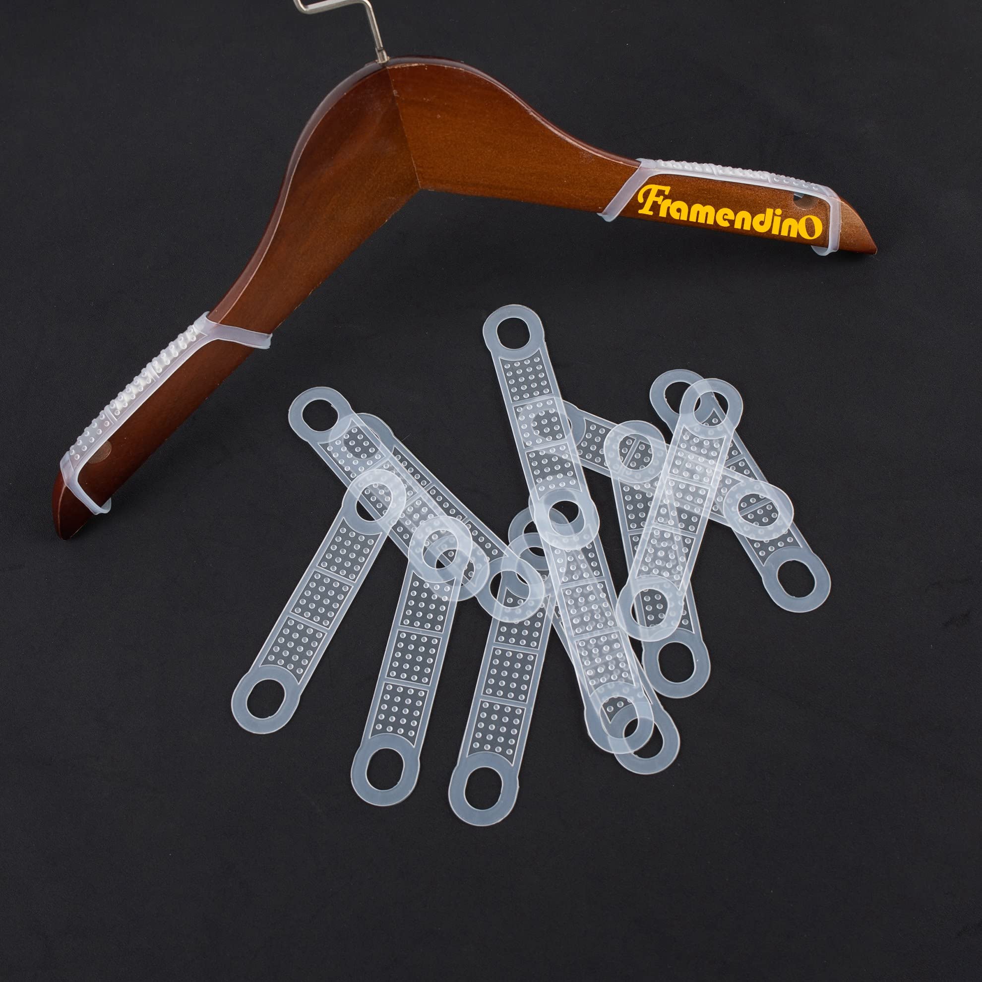 Framendino, 100 Pack Clear Non-Slip Rubber Clothes Hanger Grips Clothing Strips Hanging Accessories