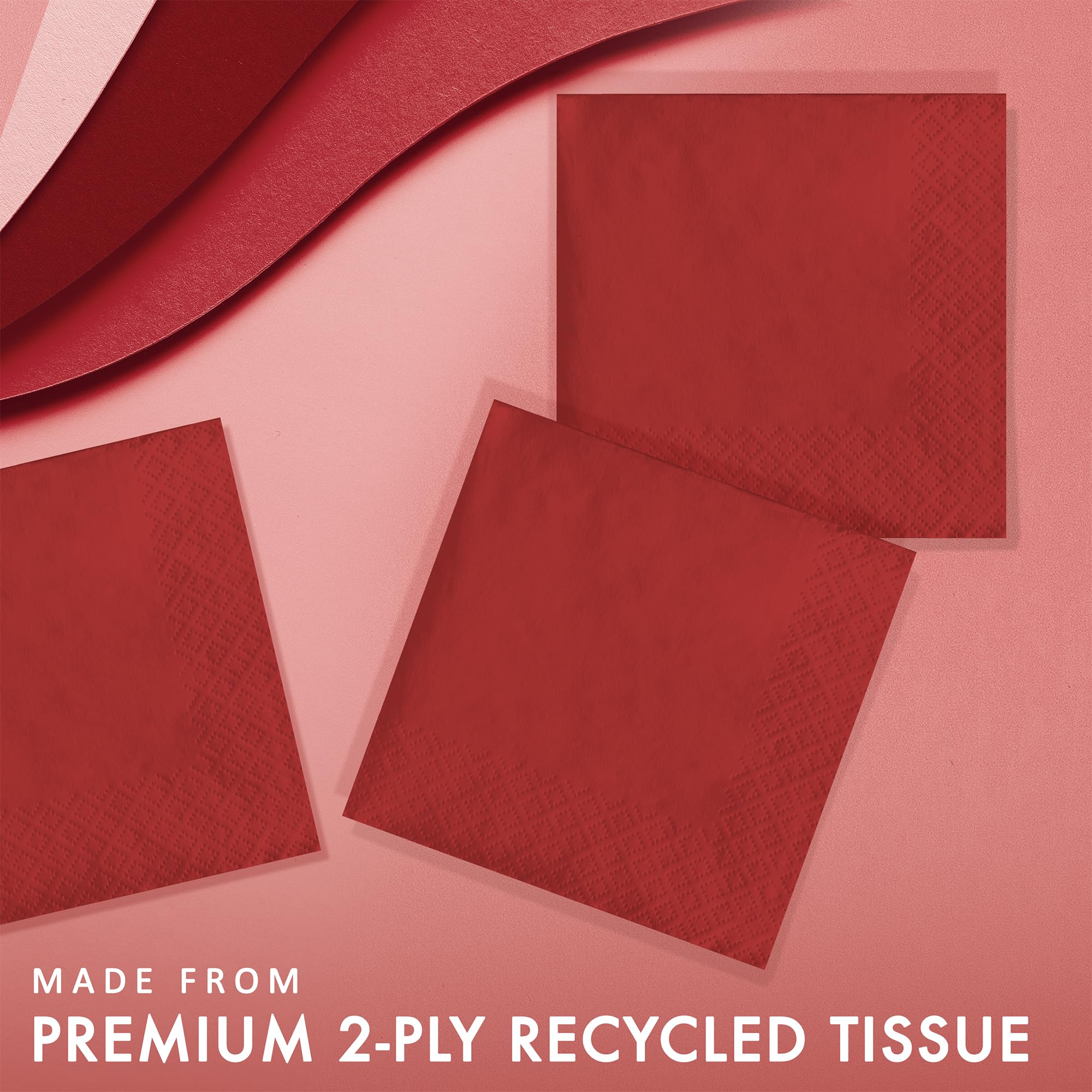 Creative Converting 200-Count Touch Of Color Paper Beverage Napkins, Classic Red