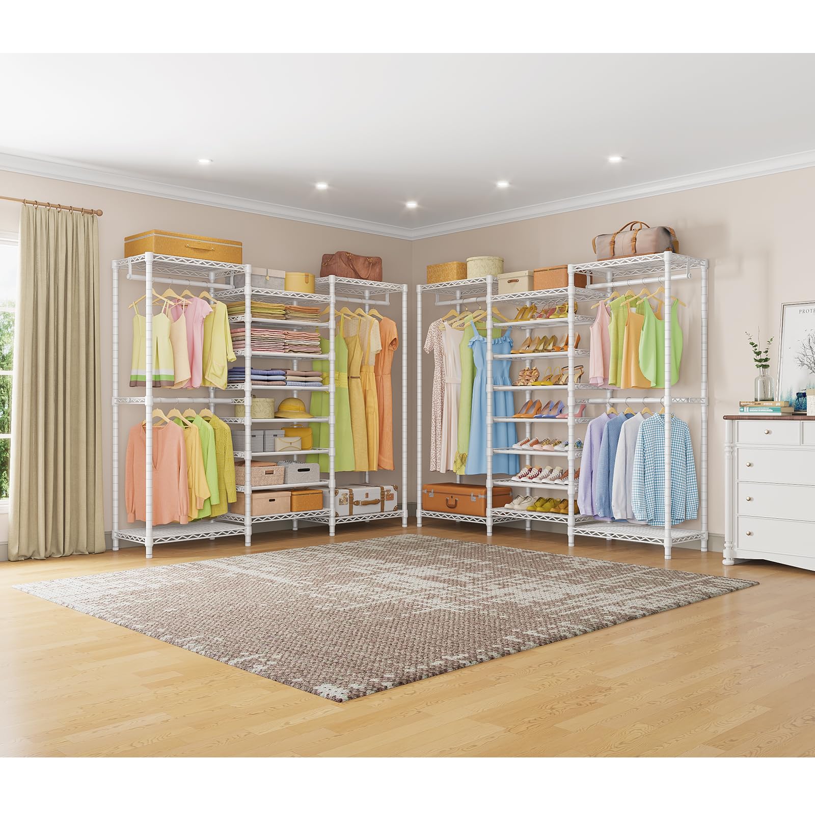 Vipek S3 Freestanding Clothes Rack Heavy Duty Garment Rack 6-Tier Shoe Rack Closet Storage Organizer Large Wardrobe, Hanging Rod