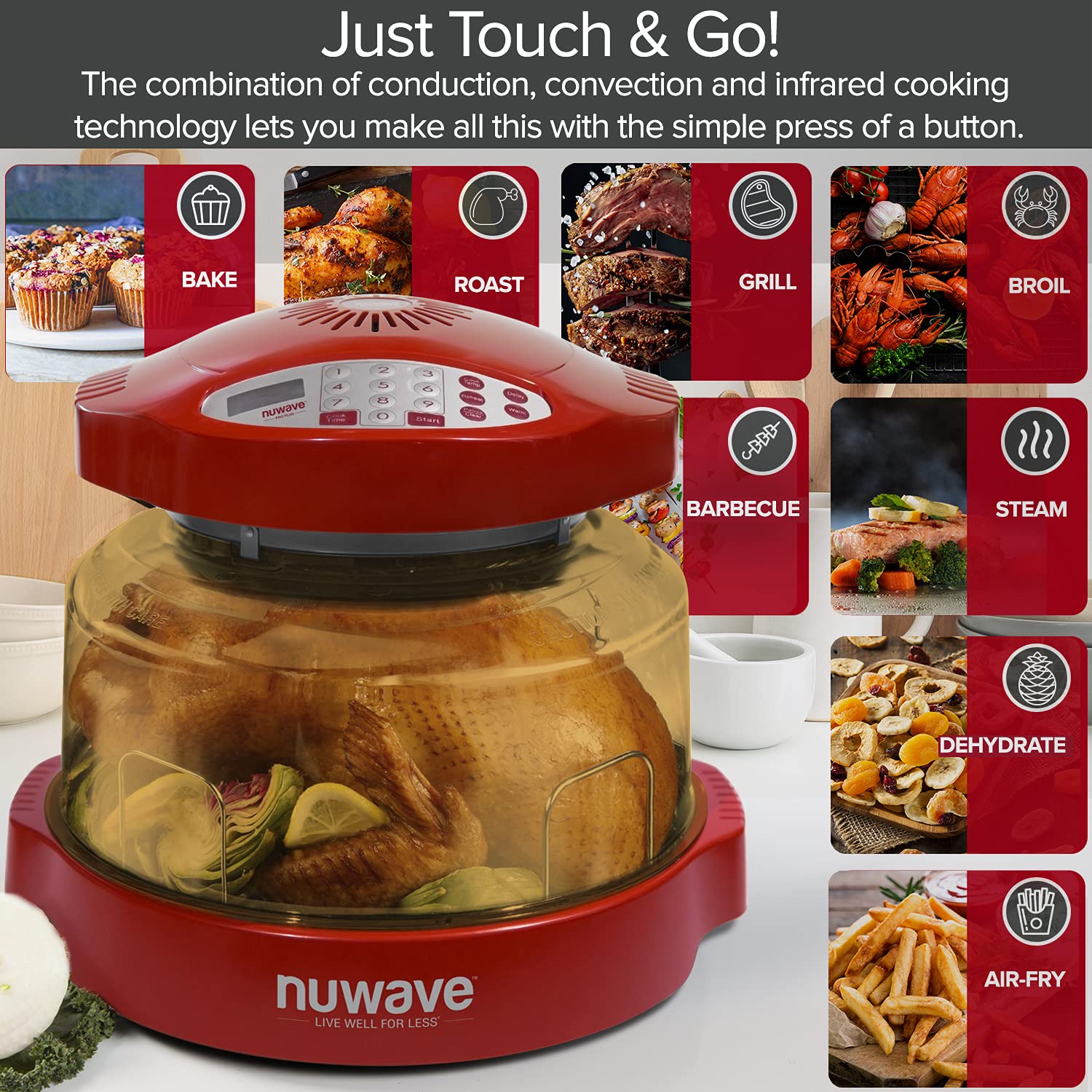 Nuwave 20633 Pro Plus Oven With Stainless Steel Extender Ring, Black