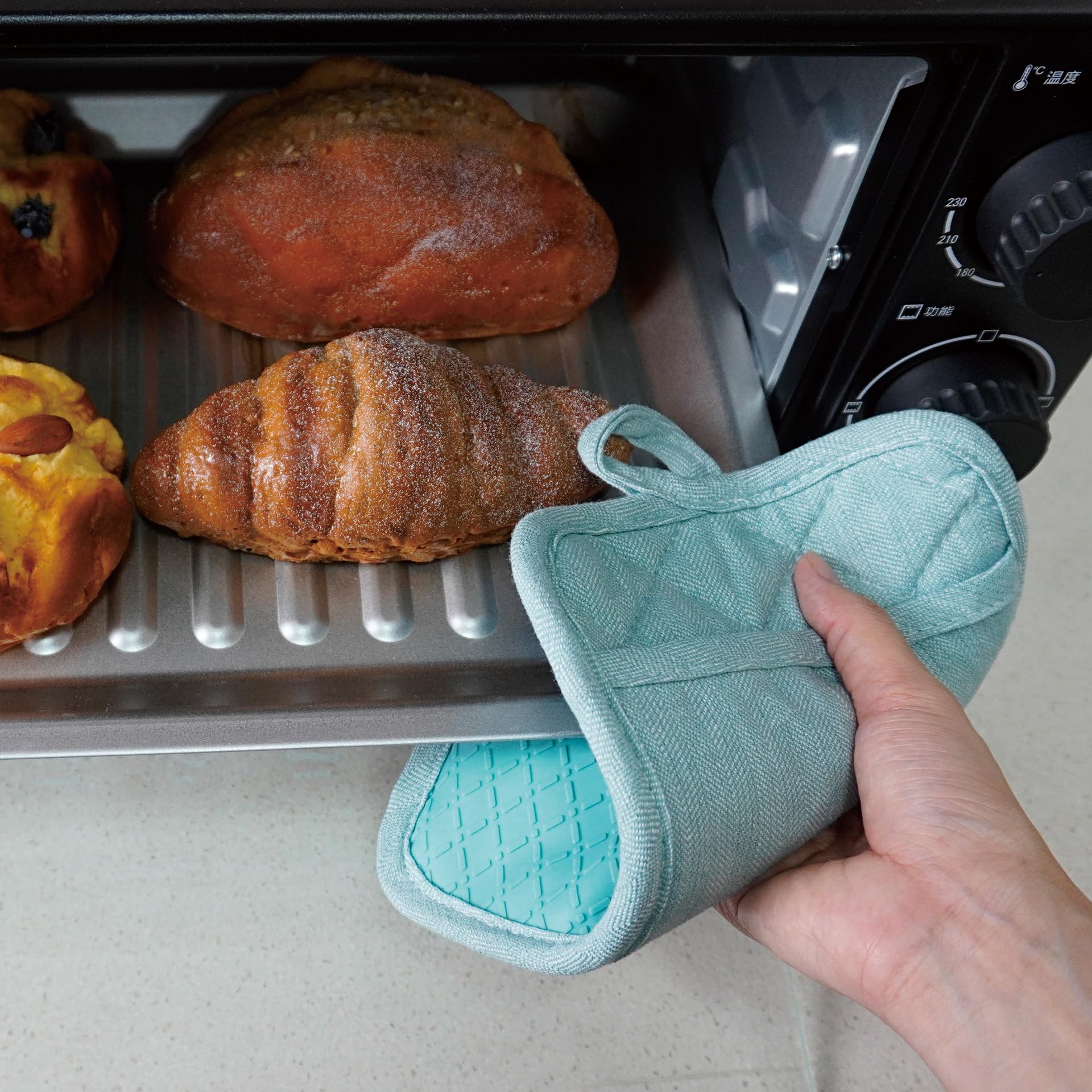 Pot Holders Yarn-Dyed Set Of 3 Non Slip Silicone Kitchen Lines Heat Resistant 500? Kitchen Gloves Bbq Cooking Baking Cooking Bar