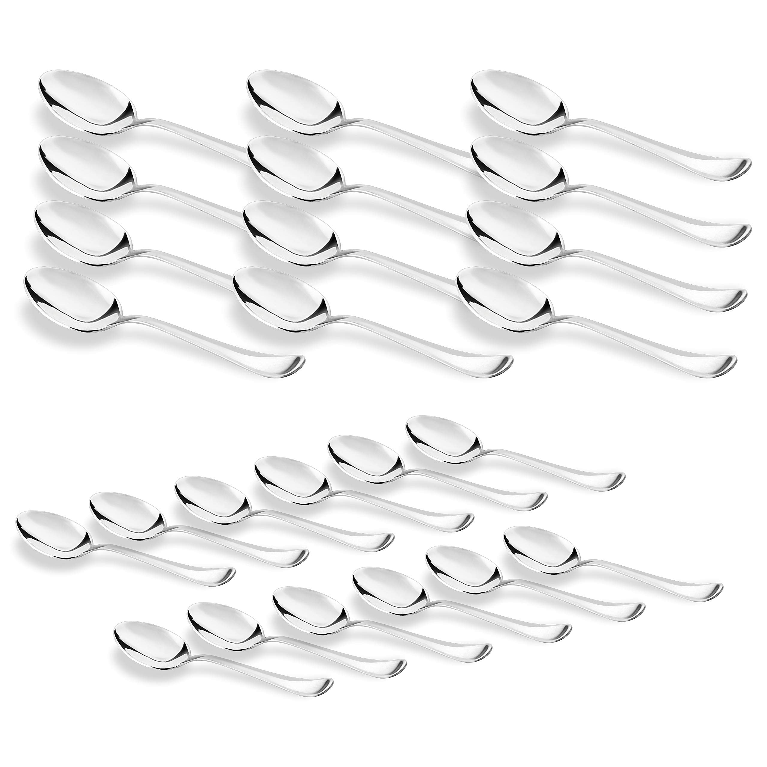 Sumeet Stainless Steel Spoon Set of 24 Pc (Baby Medium Spoon 12 Pc (16cm L)  Dessert Table Spoon 12 Pc (18.5cm L))- (1.6mm Thick)