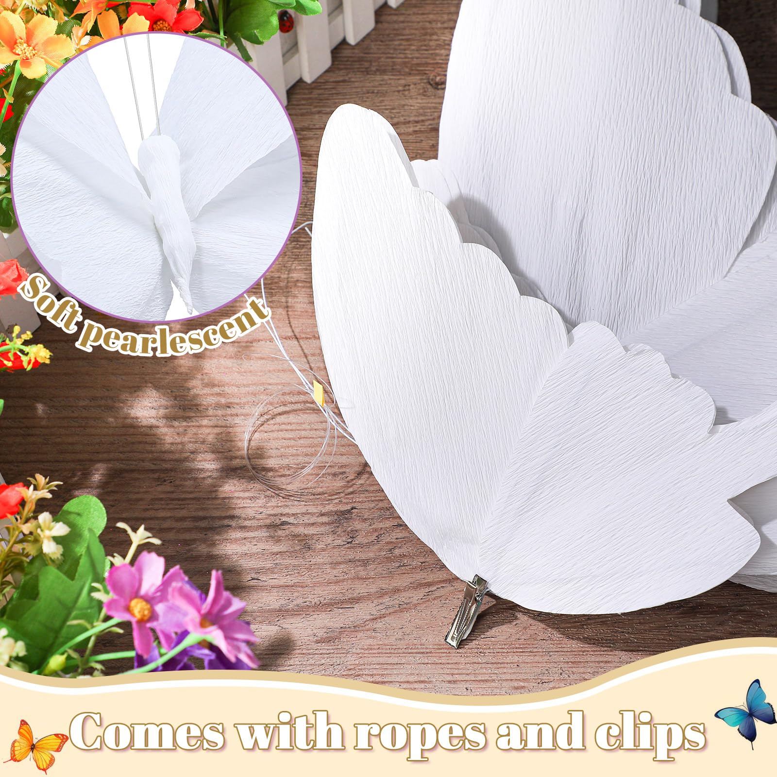Honoson 3pcs Large Butterfly Party Decorations Hanging 3D Crepe Paper Butterfly Decoration Giant Supply for Christmas Party Birt
