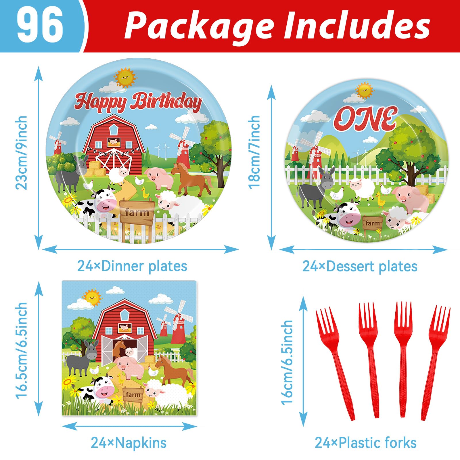 96 Pcs Smile Face Party Supplies Paper Plates Napkins Preppy Smile Themed Party Birthday Dinner Dessert Decorations Favors for Kids Baby Shower Decor Serves 24