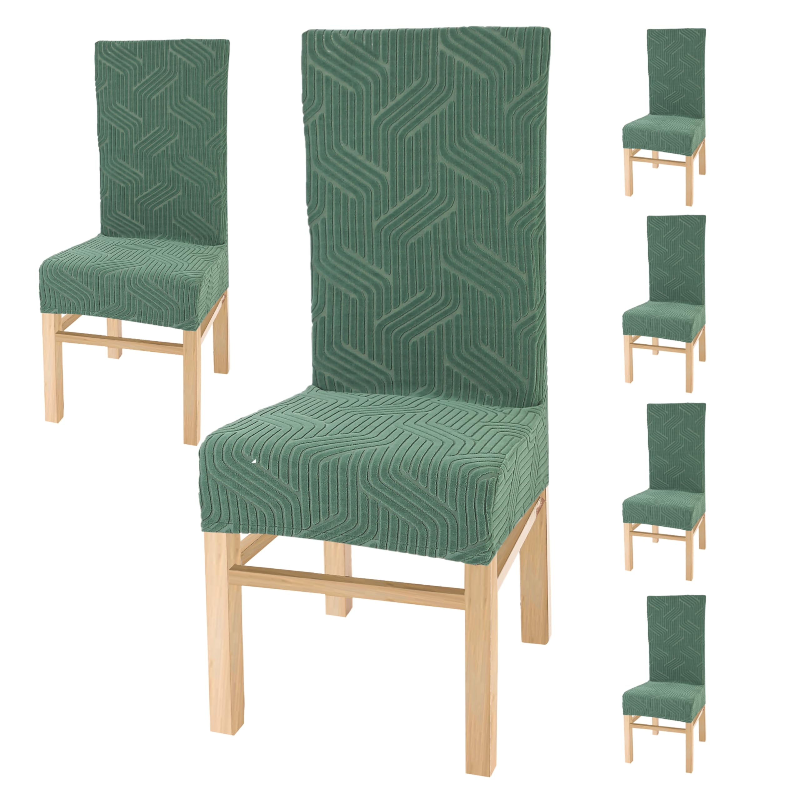 Yellow Weaves Elastic Stretchable Dining Chair Covers, Removable Washable Elastic Self Jacquard Dining Chair Covers (Set Of 6, G