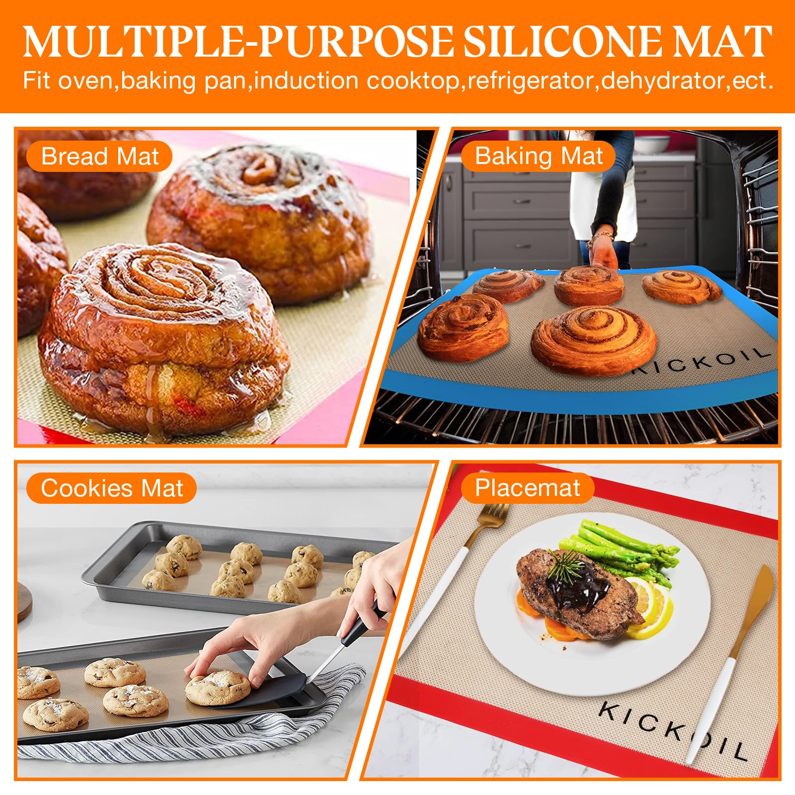 Silicone Baking Mat Non Stick Baking Sheet Cooking Baking Essentials Gadgets,Kitchen Accessories Like Reusable Parchment Paper O