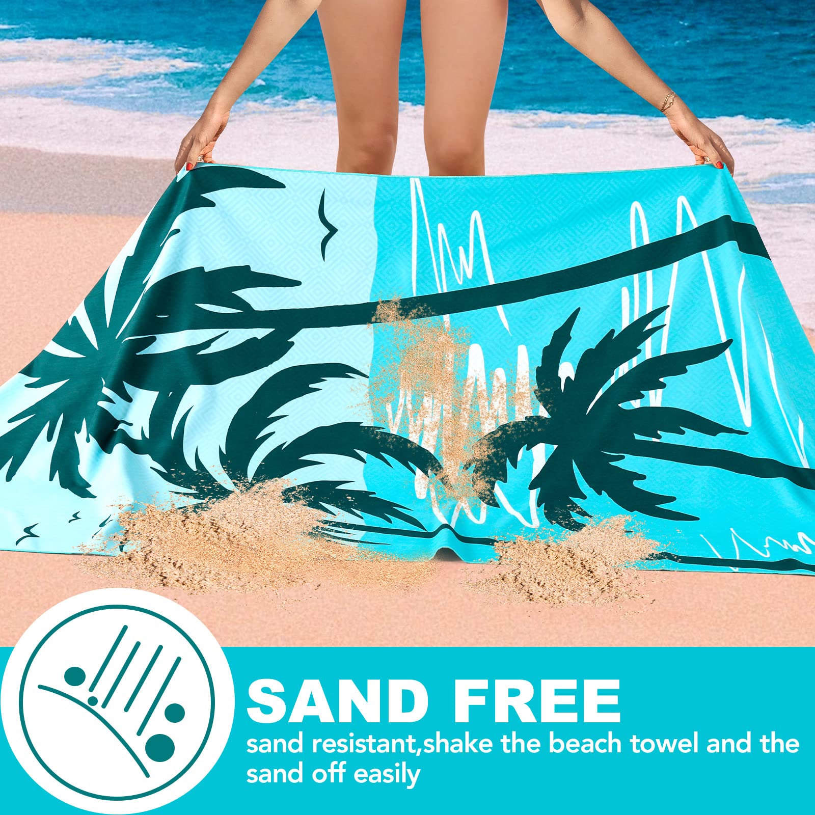 2 Pack Microfiber Beach Towel, Oversized Microfiber Pool Towel 75   X 35   , Sand-Free Beach Towel, Quick Drying Camping Towel,