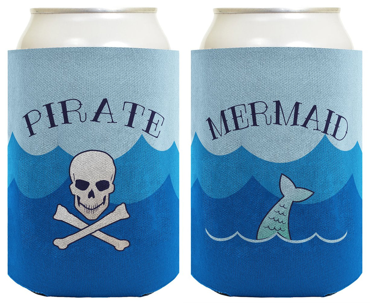 Mermaid Gifts Pirate Mermaid Bundle Diving Gifts 2 Pack Can Coolie Drink Coolers Coolies Waves