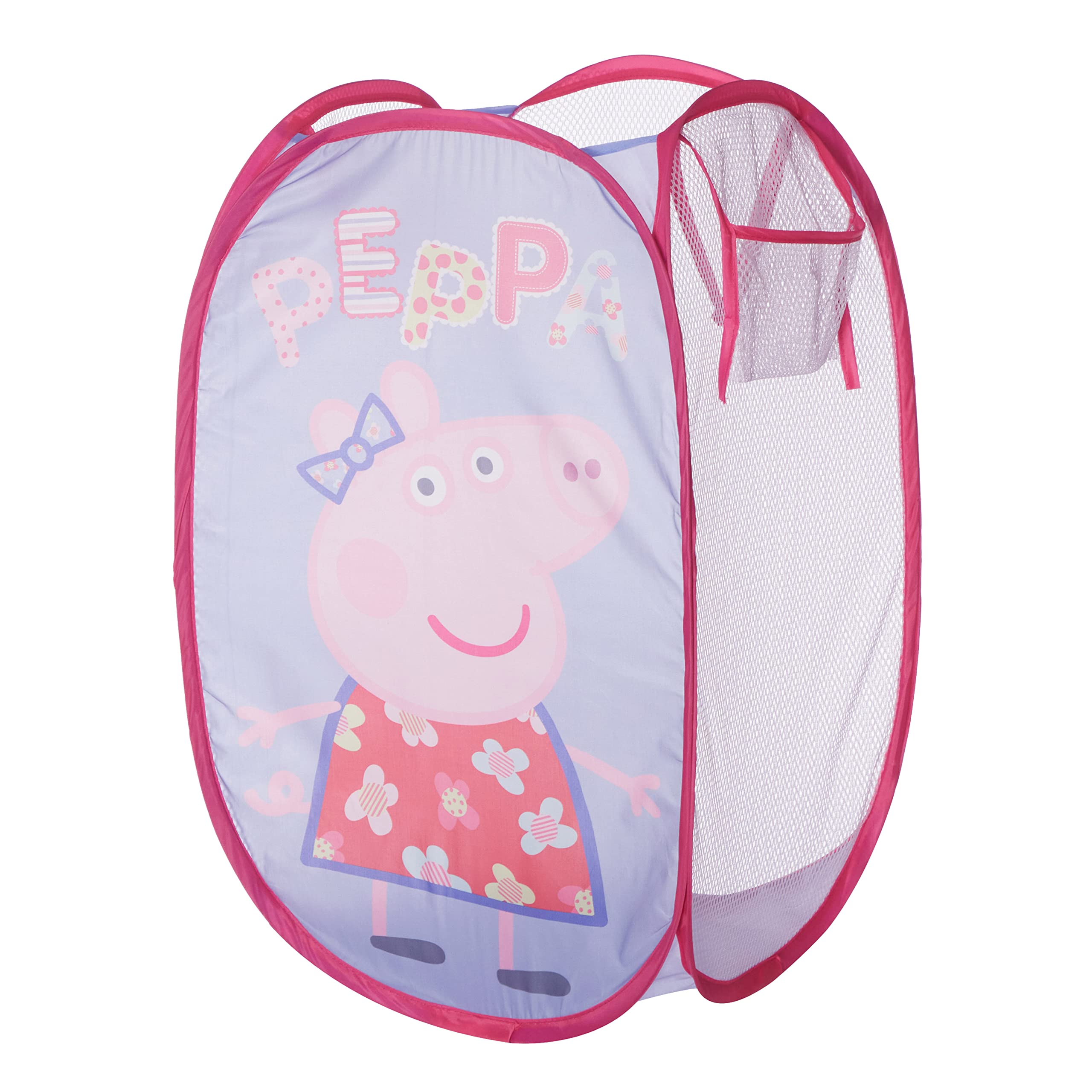 Idea Nuova Peppa Pig Pop Up Hamper With Durable Carry Handles, 21'' H X 13.5'' W X 13.5'' L, Peppa Pig/Light Purple