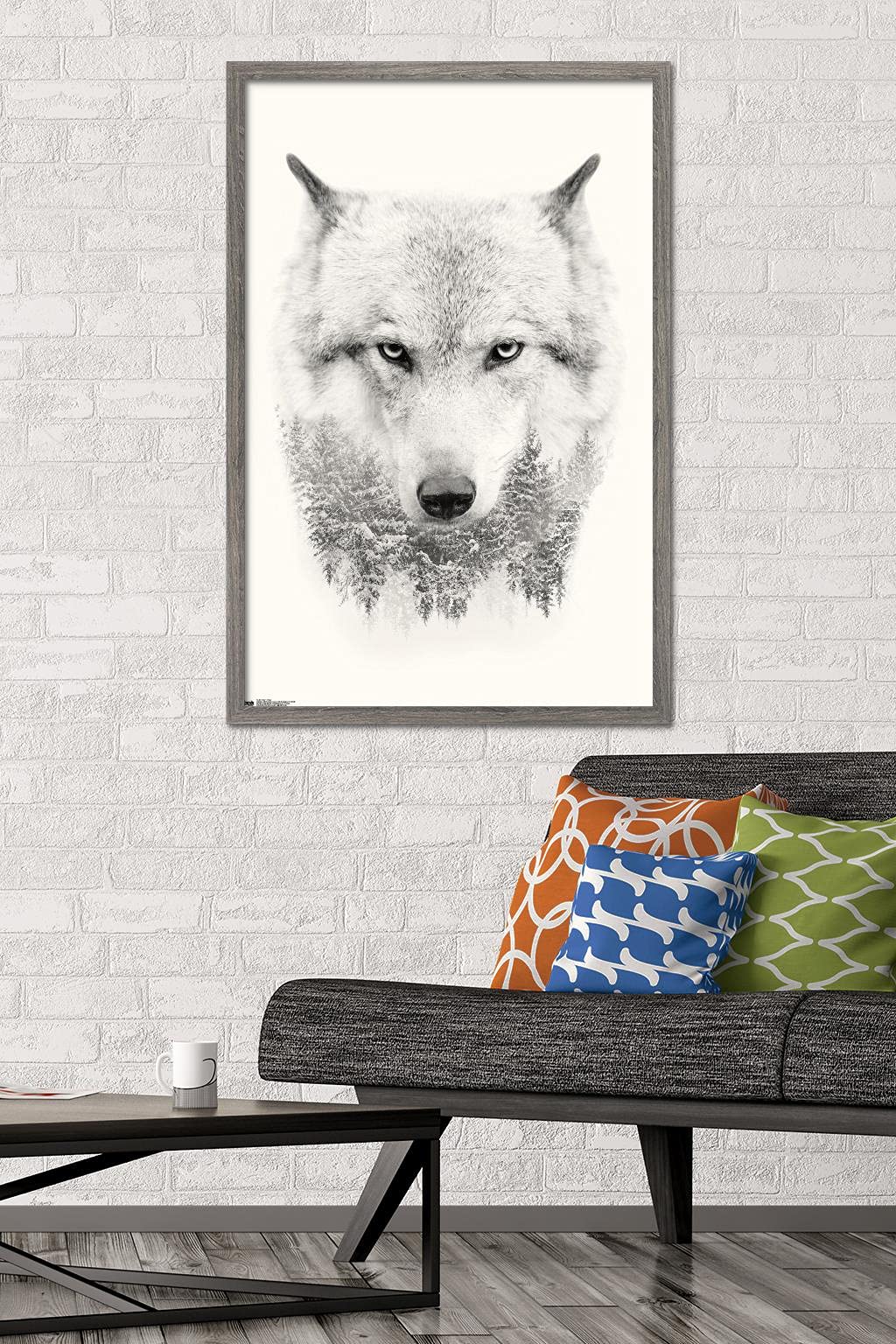 Trends International Wolf - Trees Wall Poster, 22.375'' X 34'', Barnwood Framed Version