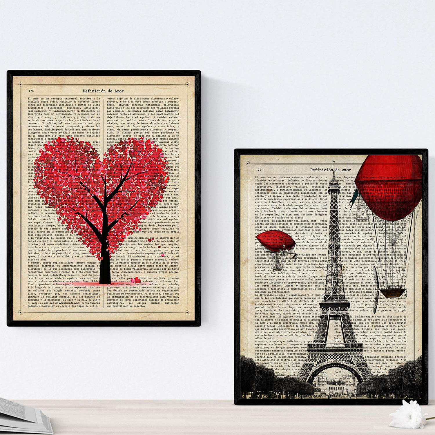 Nacnic Prints Eiffel Tower & Tree Of Love - Set Of 1-250G Paper - Beautiful Poster Painting For Home Office Living Room