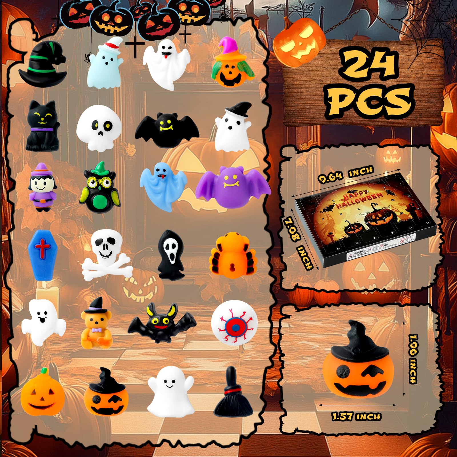 Halloween Advent Calendar 2025 with Mochi Squishy Toys 24 Days, Mini Squishy Advent Calendar for Kids, Boys, Girls, Teen (Hallow