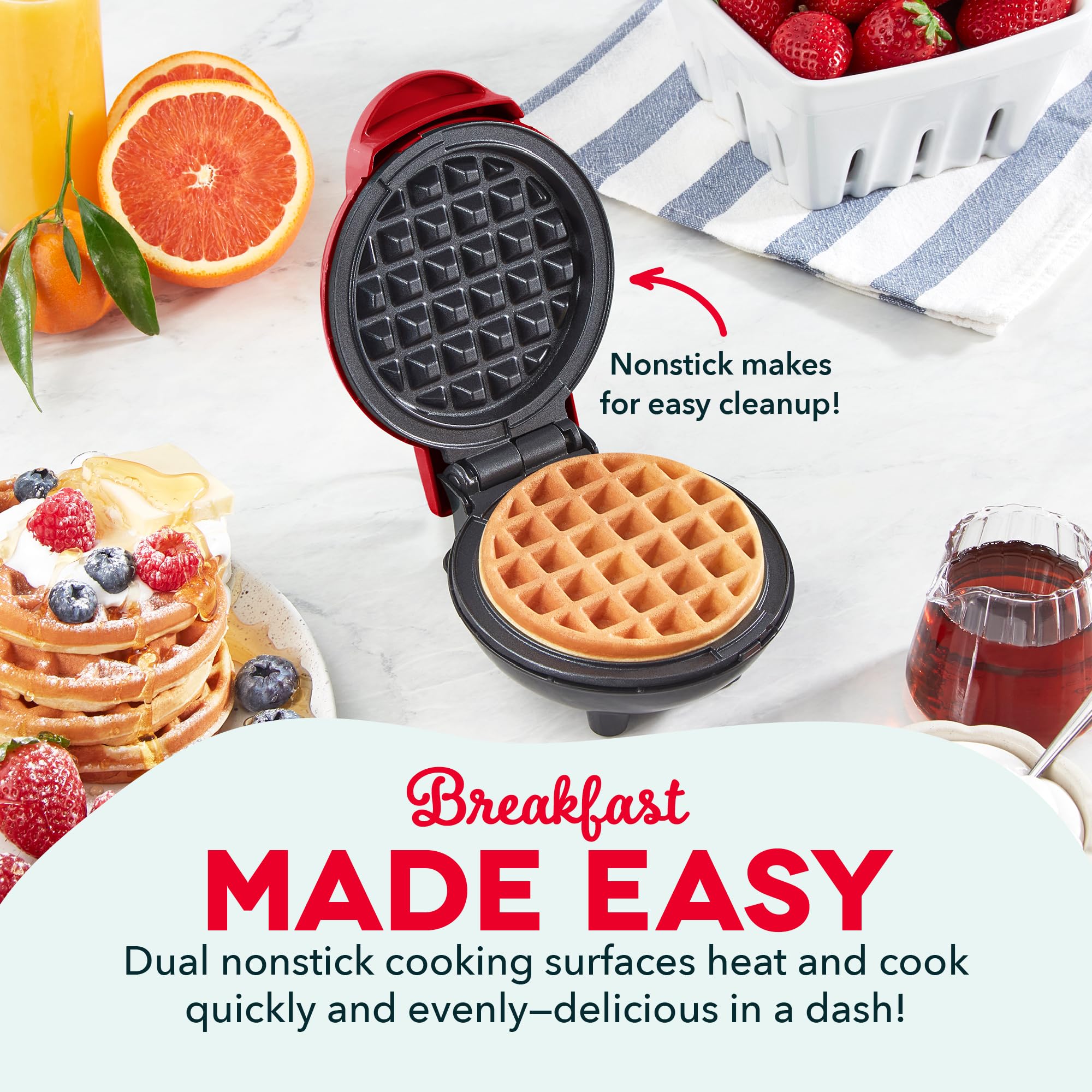 Dash Mini Waffle Maker - 4    Waffle Mold, Nonstick Waffle Iron With Quick Heat-Up, Nonstick Surface - Perfect Mini Waffle Maker