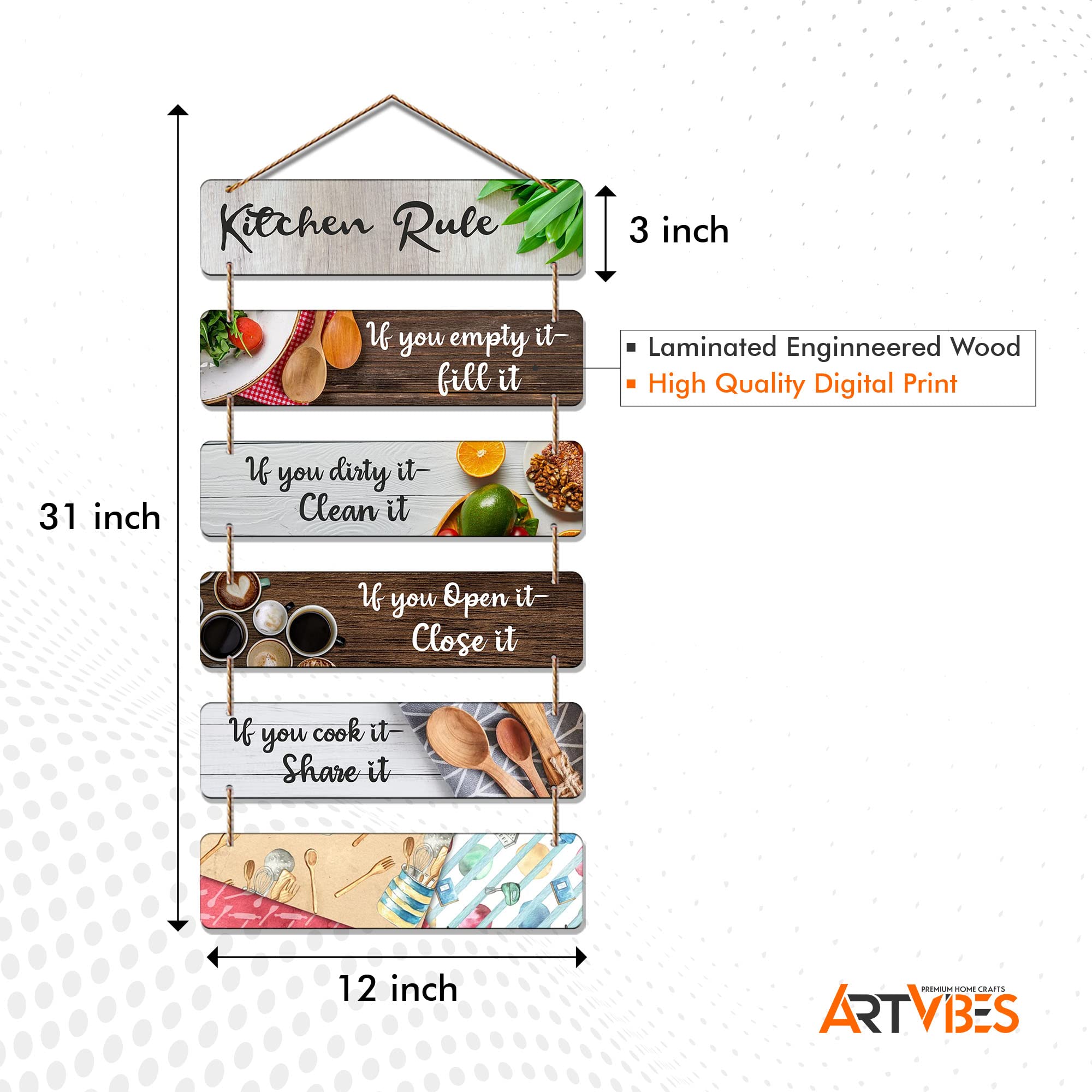 Artvibes Decorative Wall Hanging Decoration item for Kitchen | Bedroom | Living Room | Home Decor | Gifts | Kitchen Quotes items
