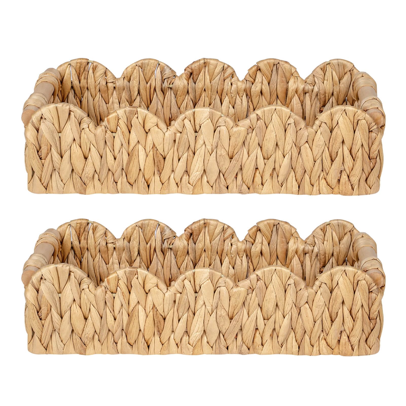 Kriitools Decorative Toilet Paper Storage Basket, 2 SAME SIZES Modern Farmhouse Home Decor Scalloped Basket for Organizing, Pant