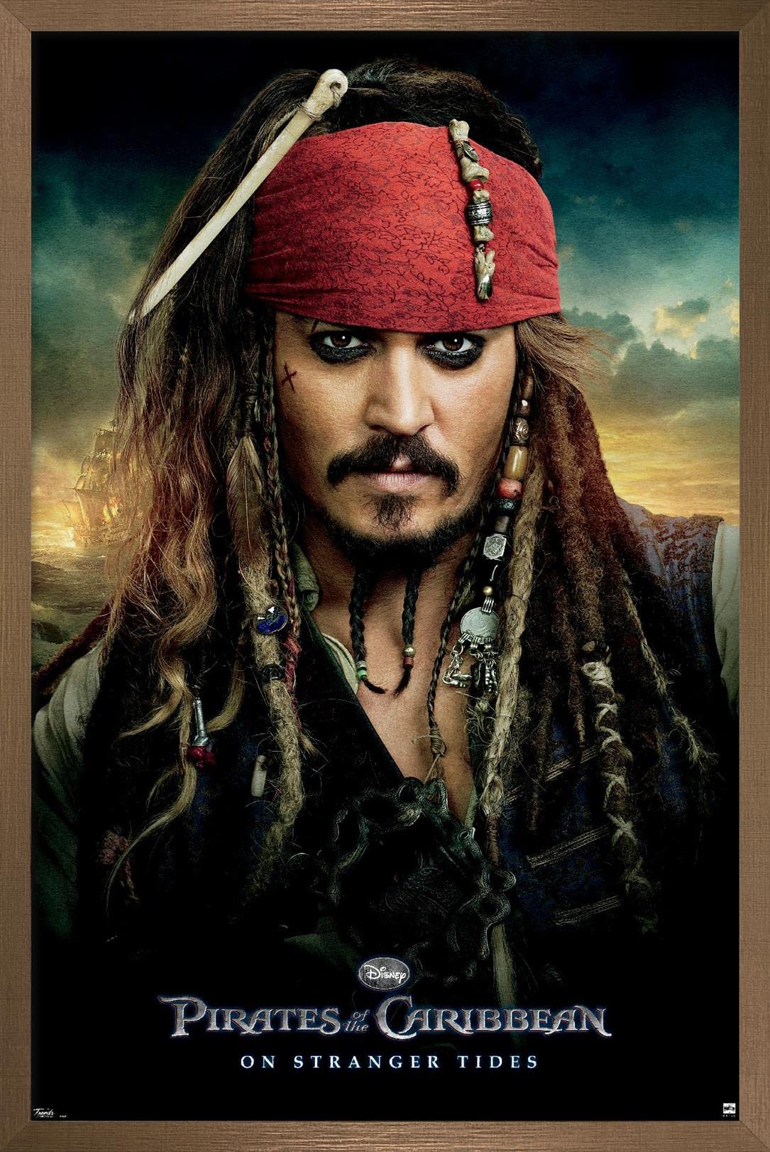 Trends International Disney Pirates Of The Caribbean: On Stranger Tides - One Sheet Wall Poster, 14.72'' X 22.37'', Bronze Frame