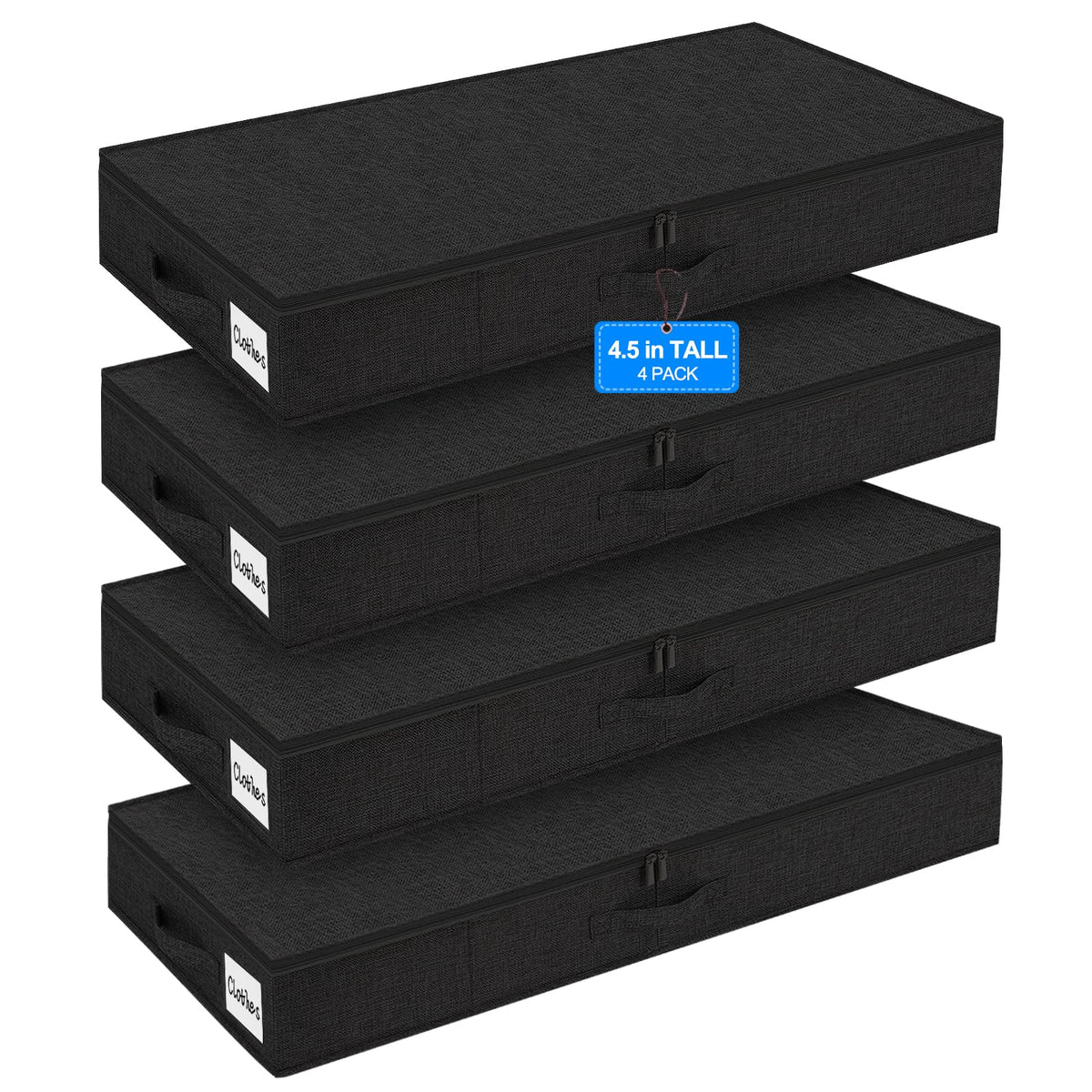 punemi Shallow Under bed Storage Container Bags, Low Profile Underbed Zipper Storage Bins W/Sturdy Side & Bottom Support,Fabric