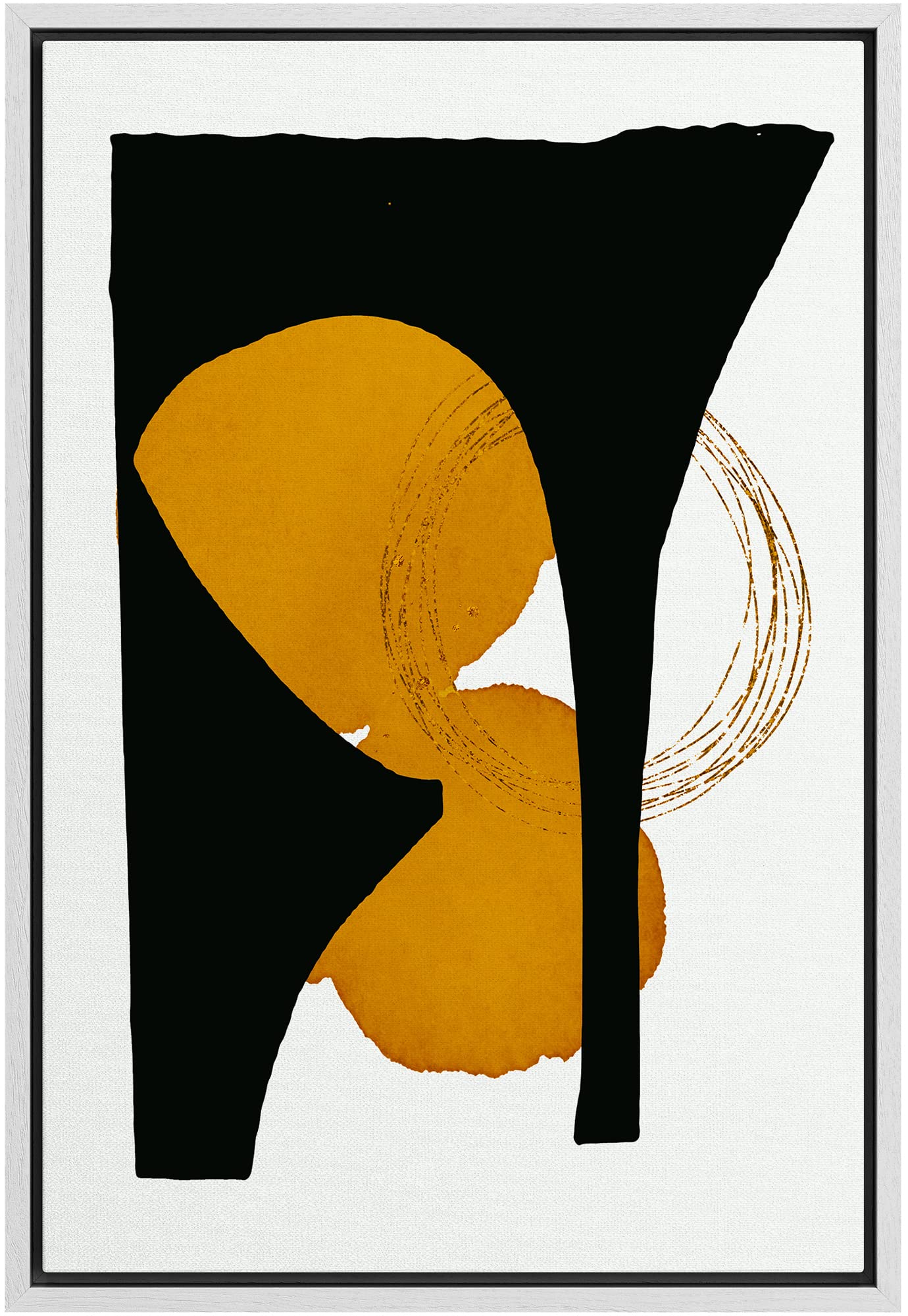 Signford Framed Canvas Print Wall Art Mid-Century Geometric Paint Strokes Abstract Shapes Illustrations Modern Art Decorative Bo