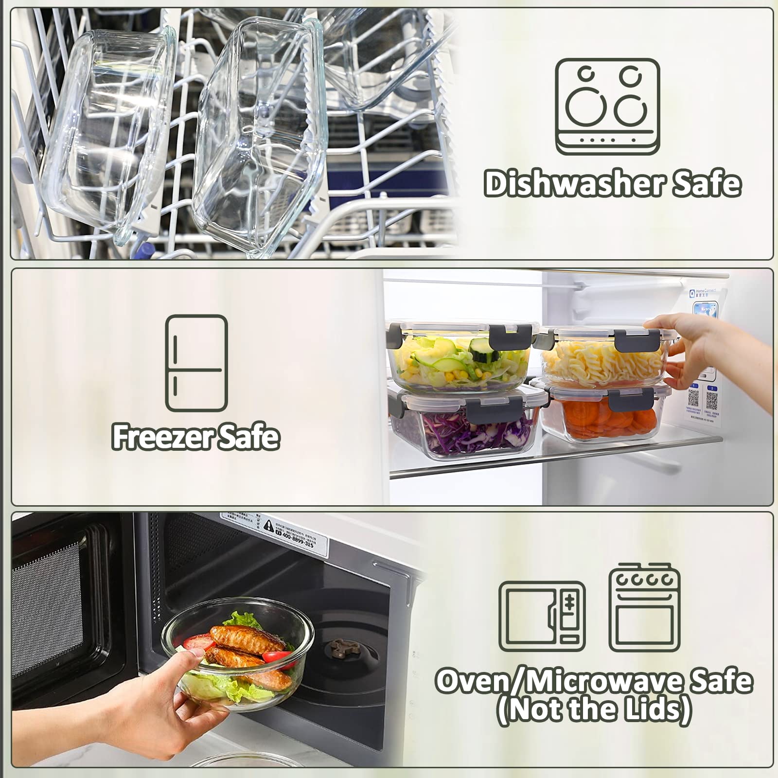 M MCIRCO 30 Pieces Glass Food Storage Containers with Upgraded Snap Locking Lids - Airtight Containers  Microwave  Oven  Freezer and Dishwasher Friendly Meal Prep/Lunch Containers Set