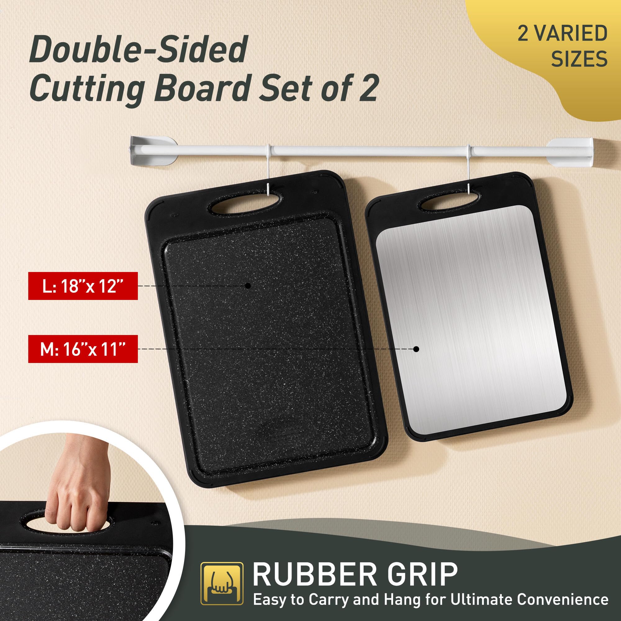 2 in 1 Stainless Steel Cutting Board with Handle 2 Packs Dad Parents Papa Stepdad Pappy Poppy Pawpaw Who Want Nothing Everything