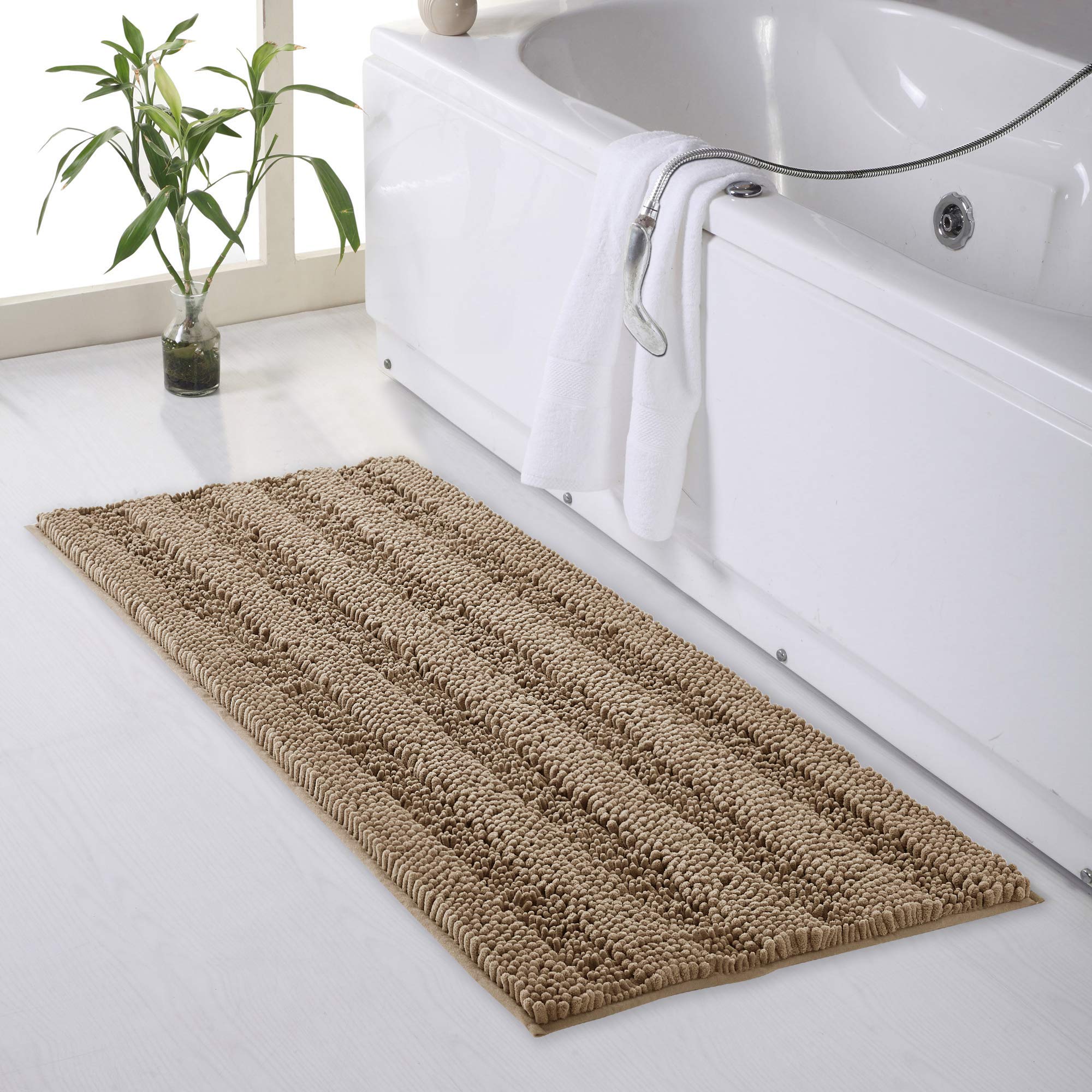Kgorge Bathroom Rugs Mats - Chenille Microfiber Anti-Skidding Water Absorbent Machine Washable Quick Dry Bath Mats For Kitchen B