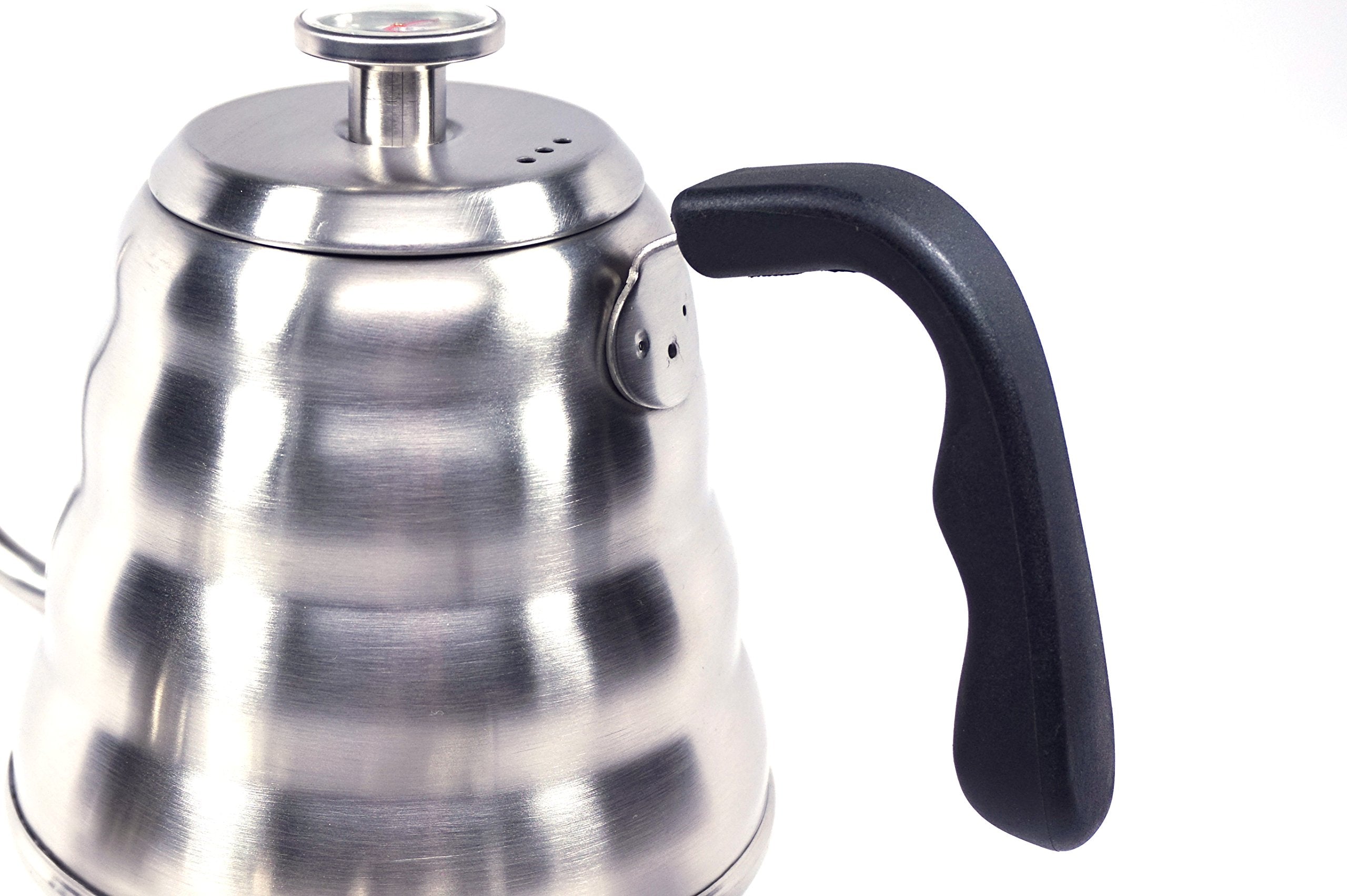 Pour Over Coffee Kettle With Thermometer 1.2L - Gooseneck Hand Grip - Premium Stainless Steel - Bonus Coffee Scoop