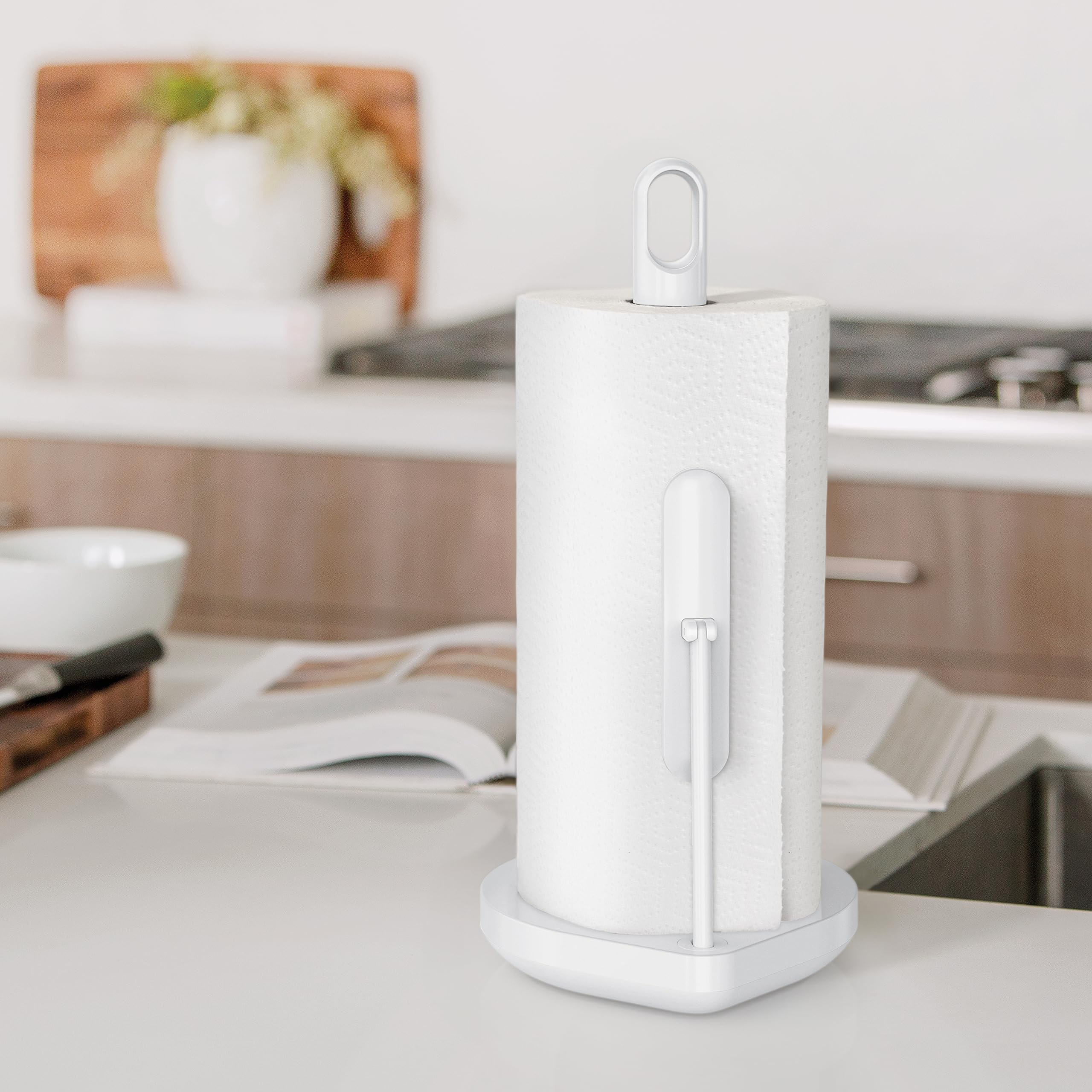Simplehuman Tension Arm Paper Towel Holder, White Stainless Steel