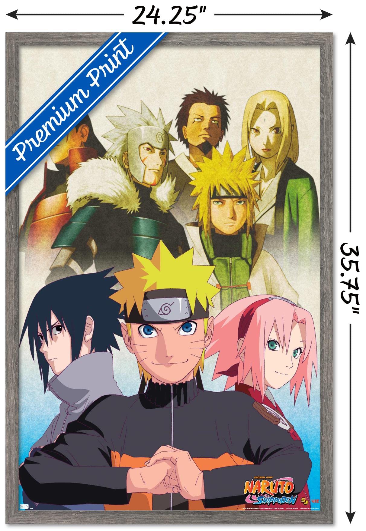 Trends International Naruto Shippuden - Key Art Wall Poster, 22.375'' X 34'', Barnwood Framed Version