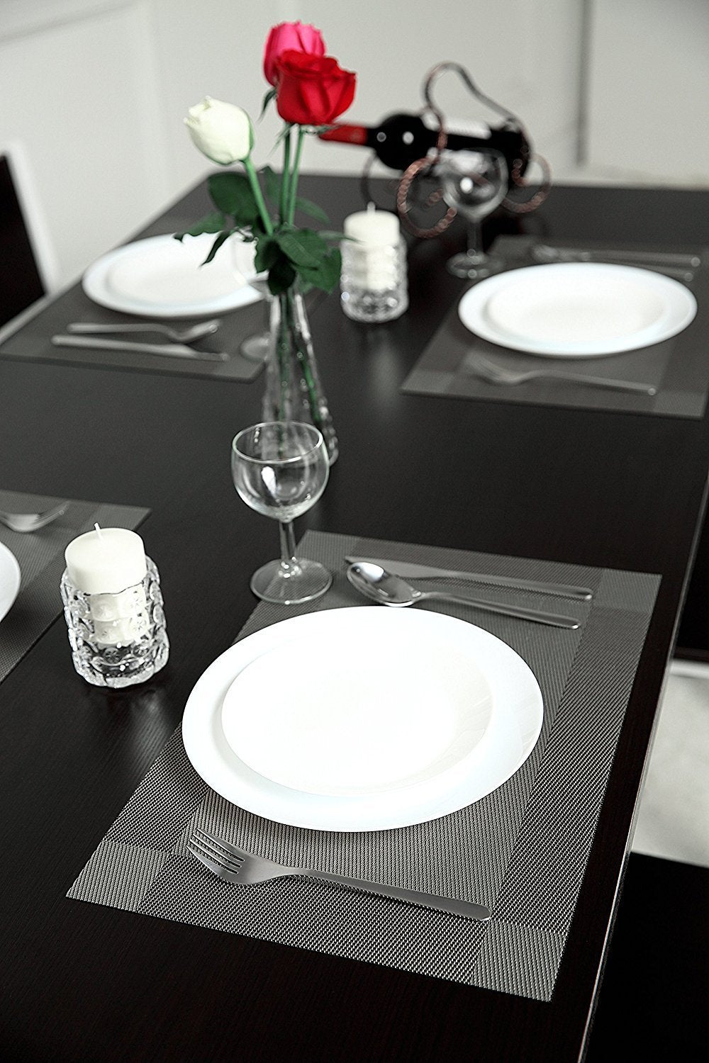 8 Pcs Heat-Resistant Placemats For Table Protection - Elegant Waterproof Placemats For Dining Tables - Gray Table Protectors For