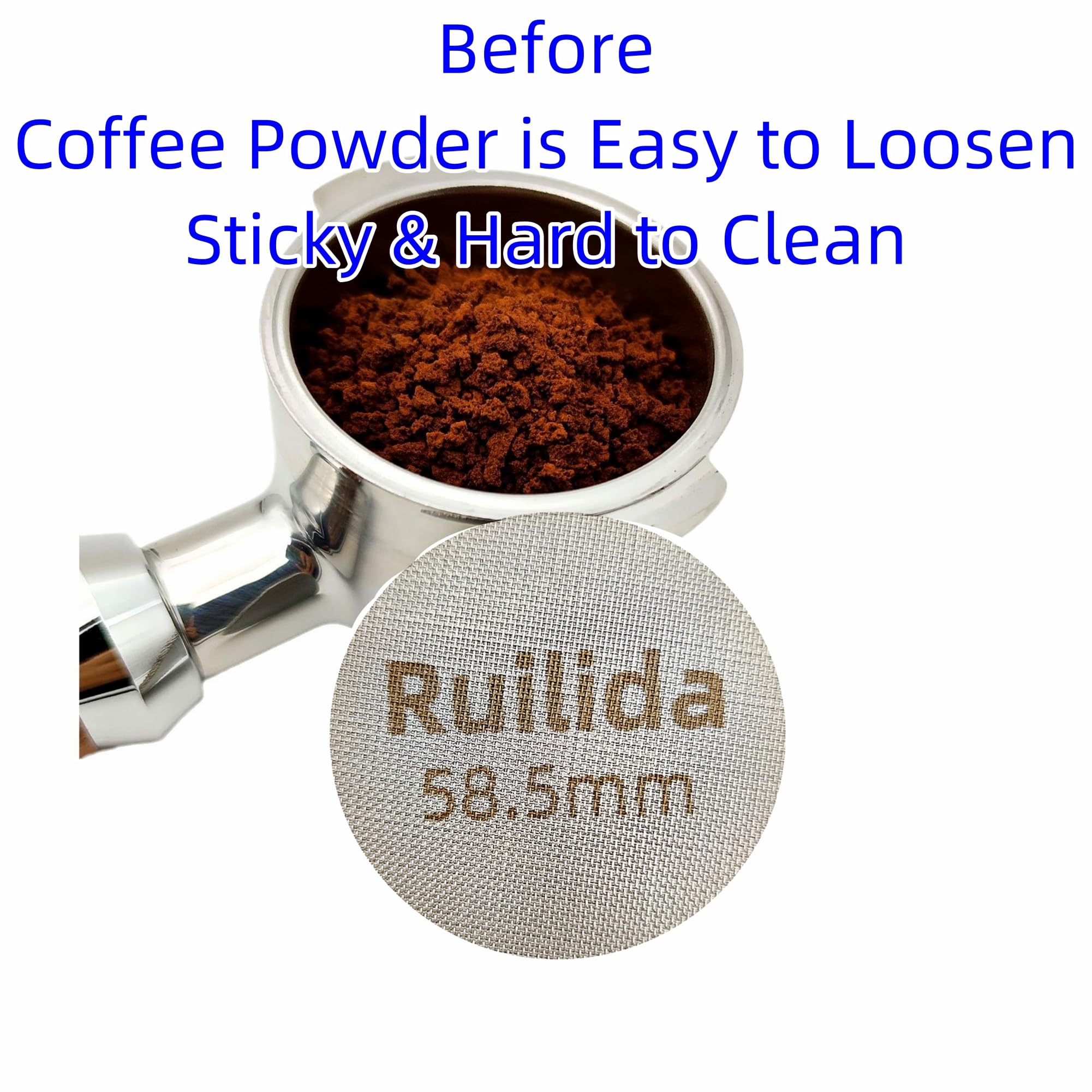 Ruilida Espresso Puck Screen 58.5mm  Reusable 1.7mm Thickness 150? 316 Stainless Steel Professional Barista Coffee Filter Mesh Plate for Espresso Portafilter Filter Basket ((58mm-58.5mm))