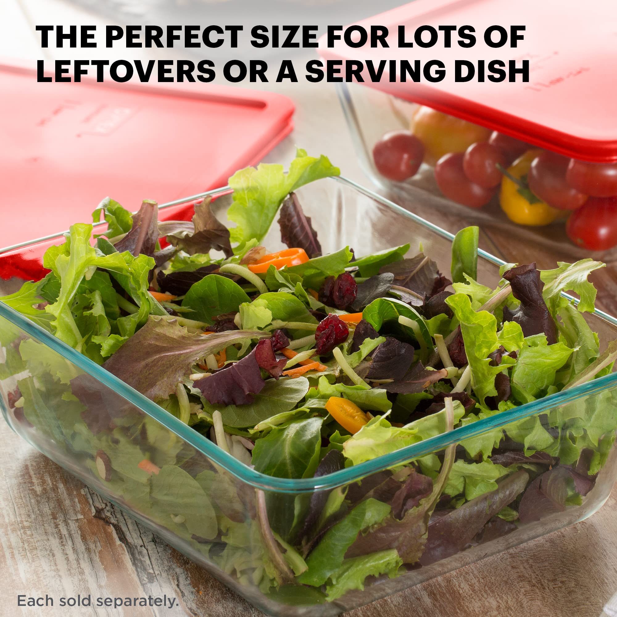 Pyrex Simply Store Glass Food Storage Container, Snug Fit Non-Toxic Plastic Bpa-Free Lids, Freezer Dishwasher Microwave Safe, 11