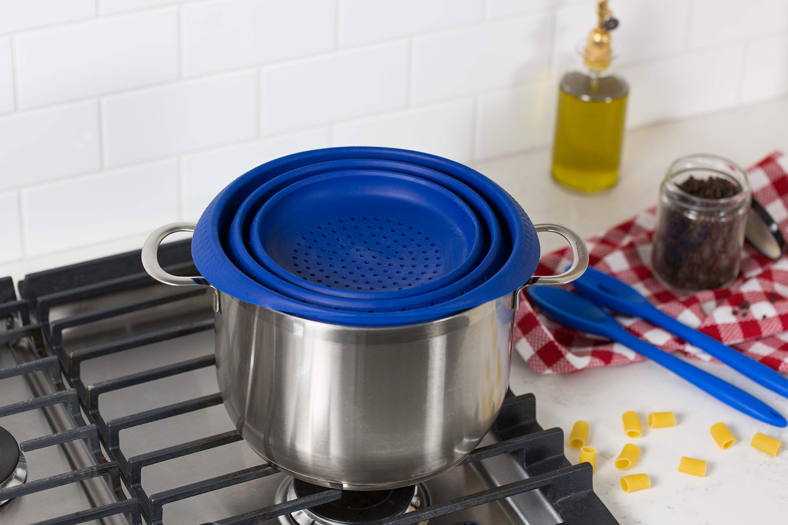Better Houseware 4-Quart Silicone Collapsible Colander - Blue