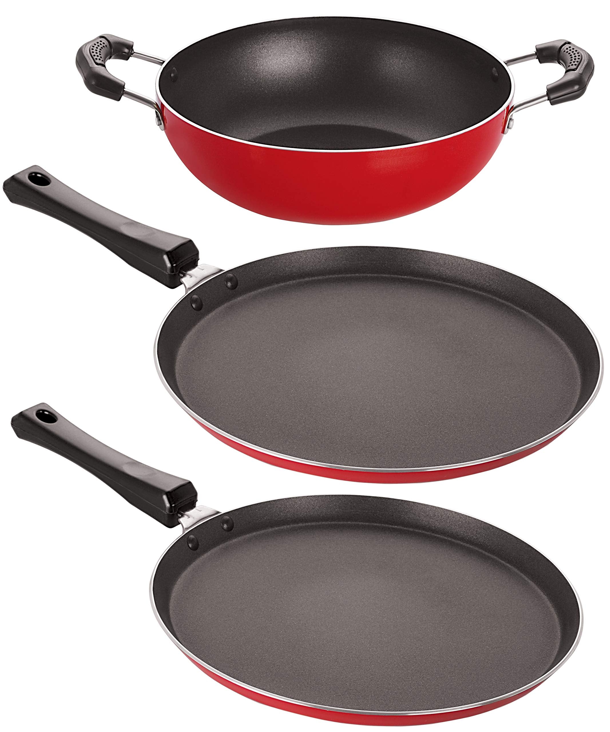 Nirlon NonStick Pfoa Free 3 Piece Gas Compatible Kitchenware Essential Set With Supreme Quality