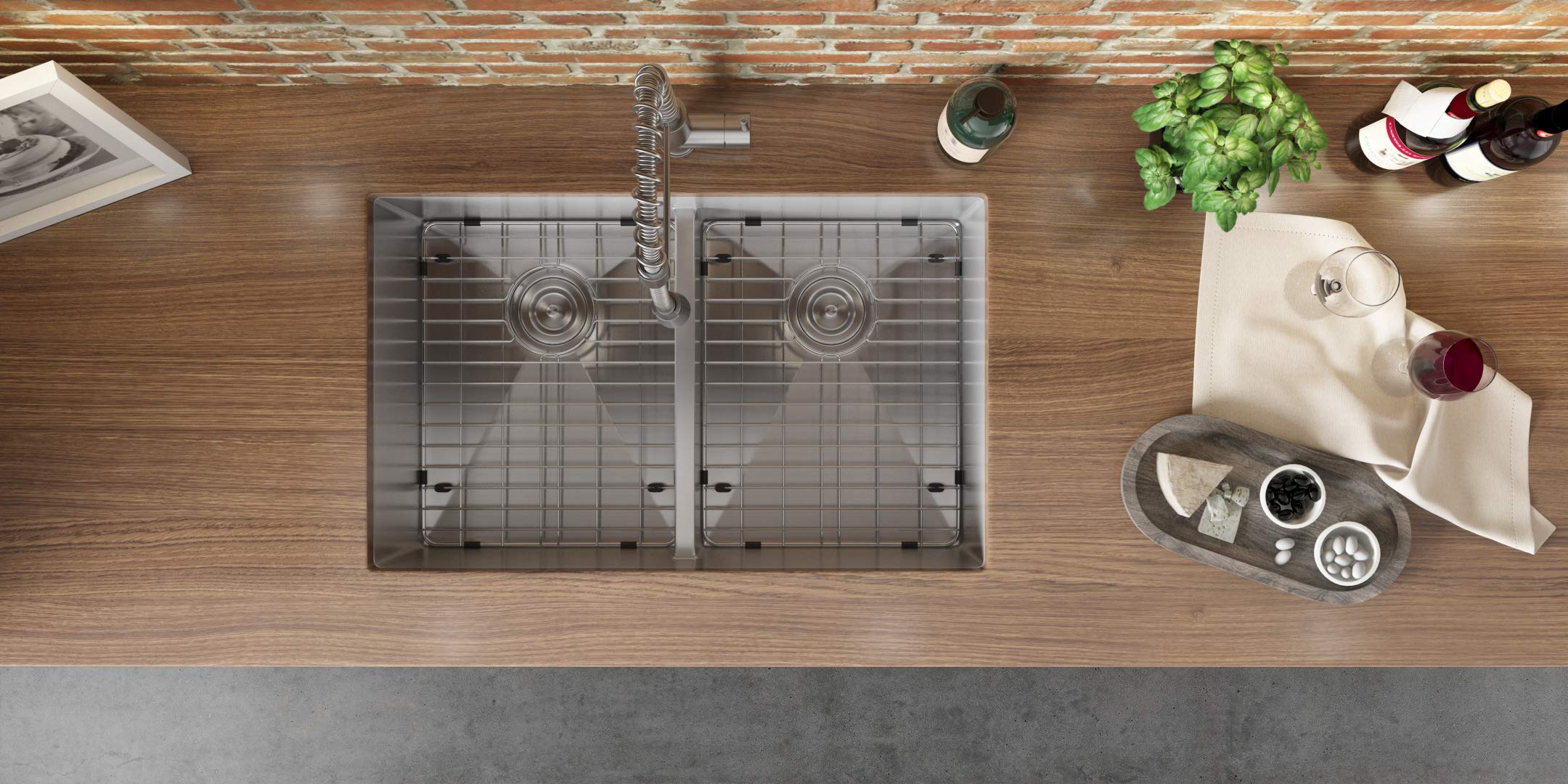 Ruvati 30-Inch Low-Divide Undermount Tight Radius 50/50 Double Bowl 16 Gauge Stainless Steel Kitchen Sink - Rvh7355