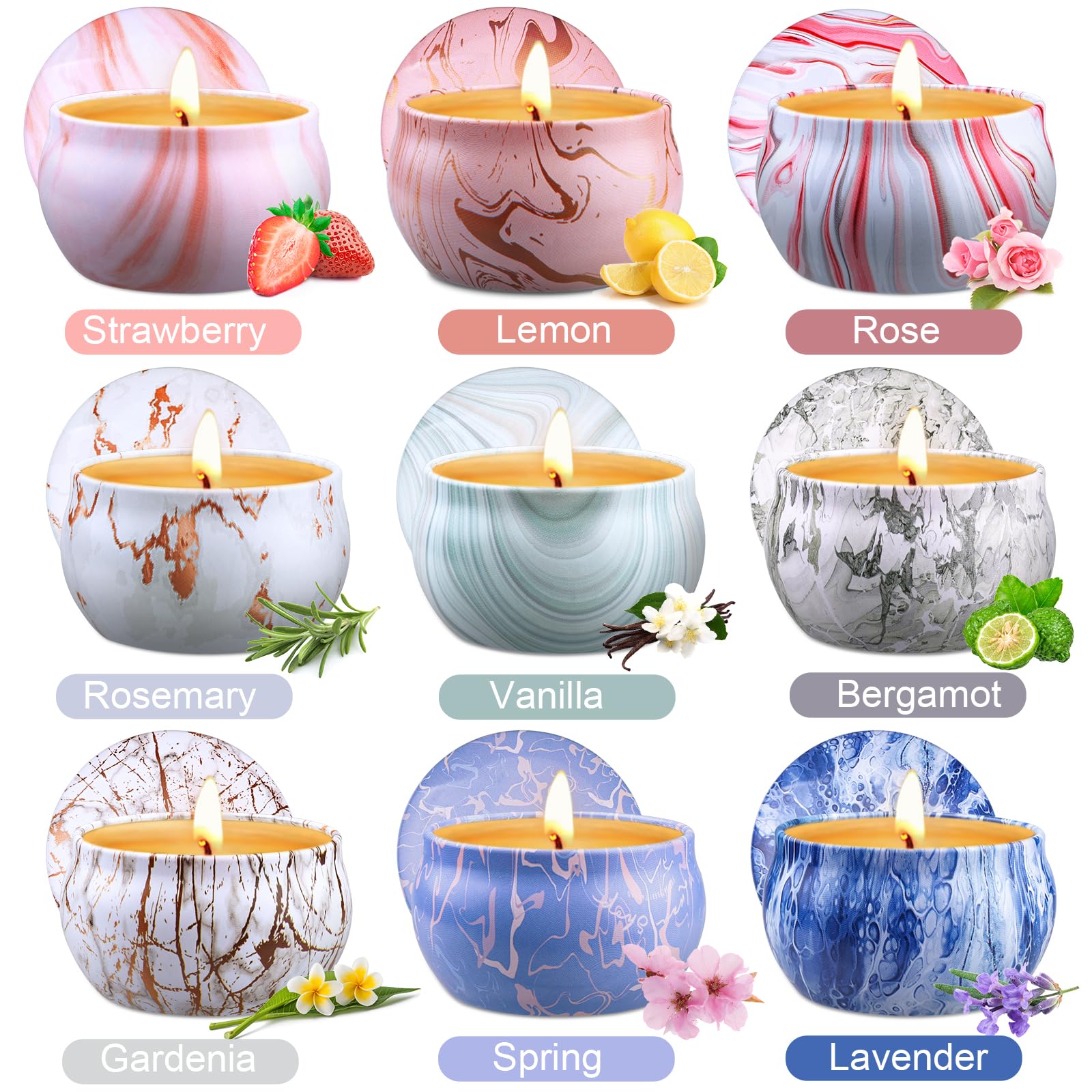 Candles - Scented Candles Gift Set for Women, 9-Pack Natural Aromatherapy Candles for Home Scented, Long Burning Candles Gifts f