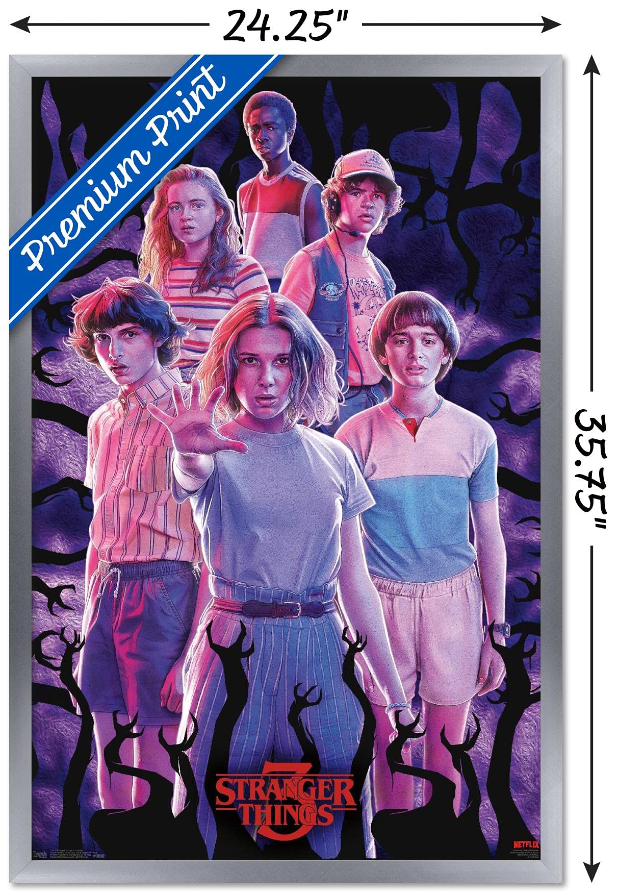 Trends International Stranger Things Season 3 Wall Poster, 22.375" x 34", Silver Framed Version, Model FR17293SIL22X34