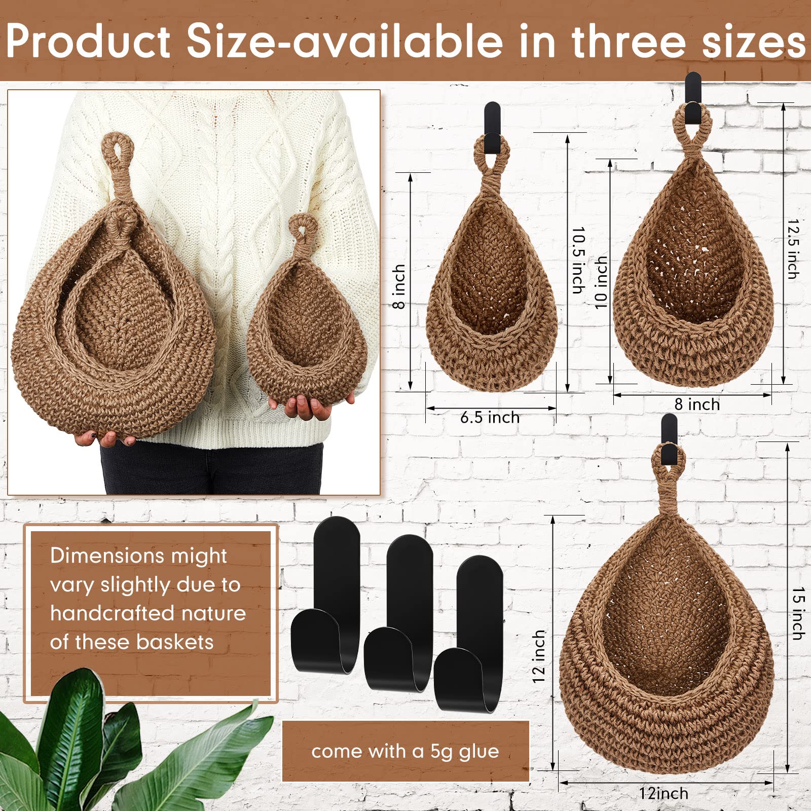Teardrop Hanging Baskets, Onion Basket Coat Bohemian Storage Fruit Wall Hooks For Kitchen Wall Home Restaurant Garlic Vegetable