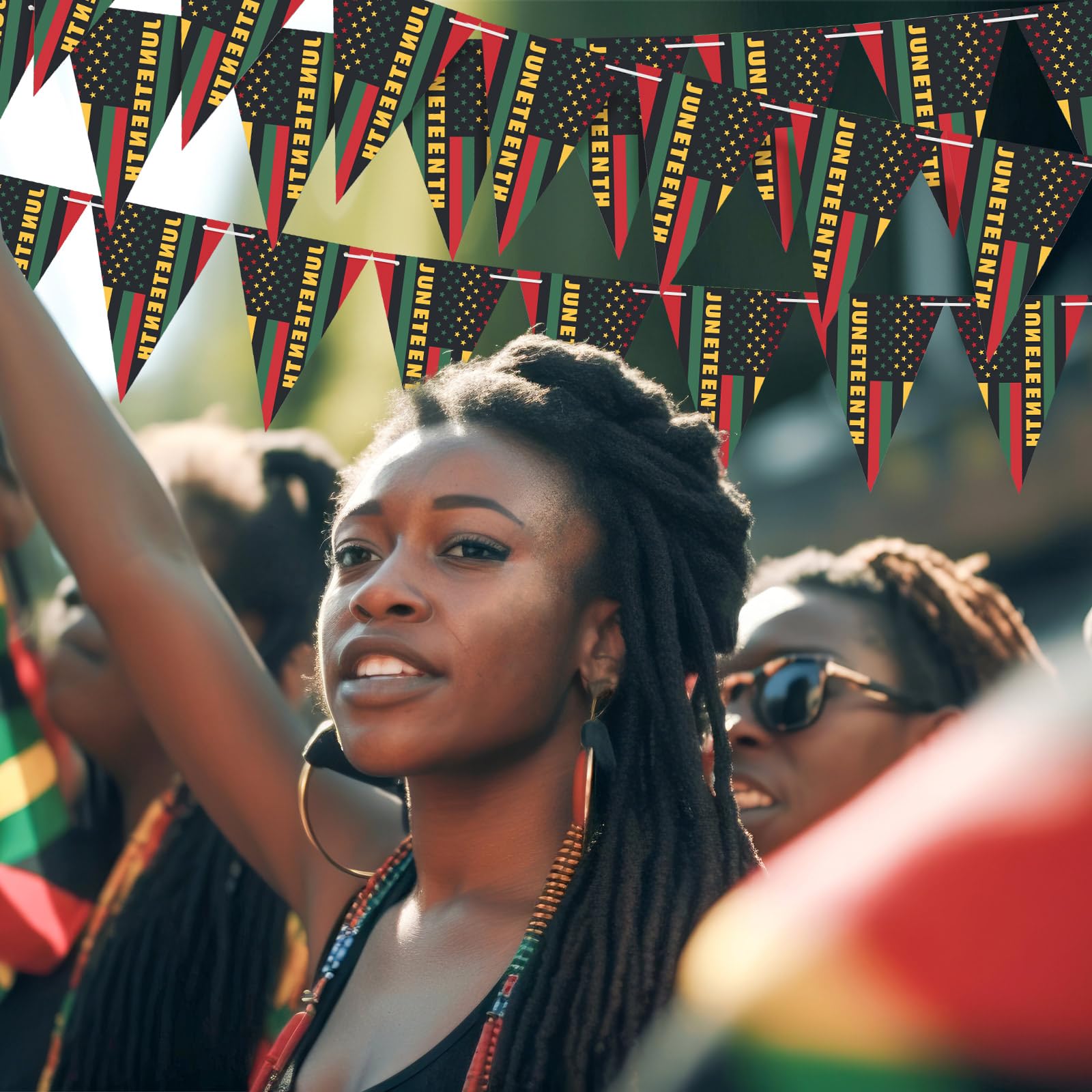 Weekgrat 5 Pcs Juneteenth Paper Banners June 19th Paper Banners for African American Festival Celebration Supplies Outdoor Decor
