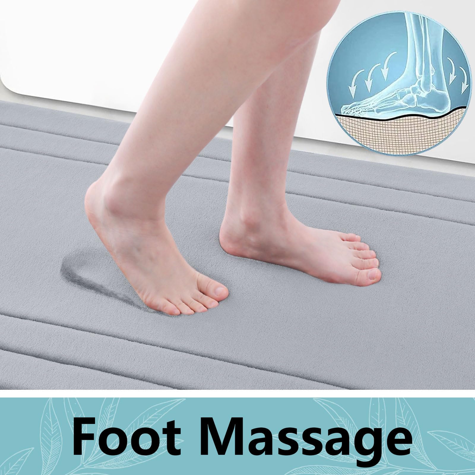 Arotive Memory Foam Bathroom Rug Mat 47X24, Ultra Soft And Absorbent Bath Mat, Machine Wash Dry, Comfortable Bath Rug Carpet For