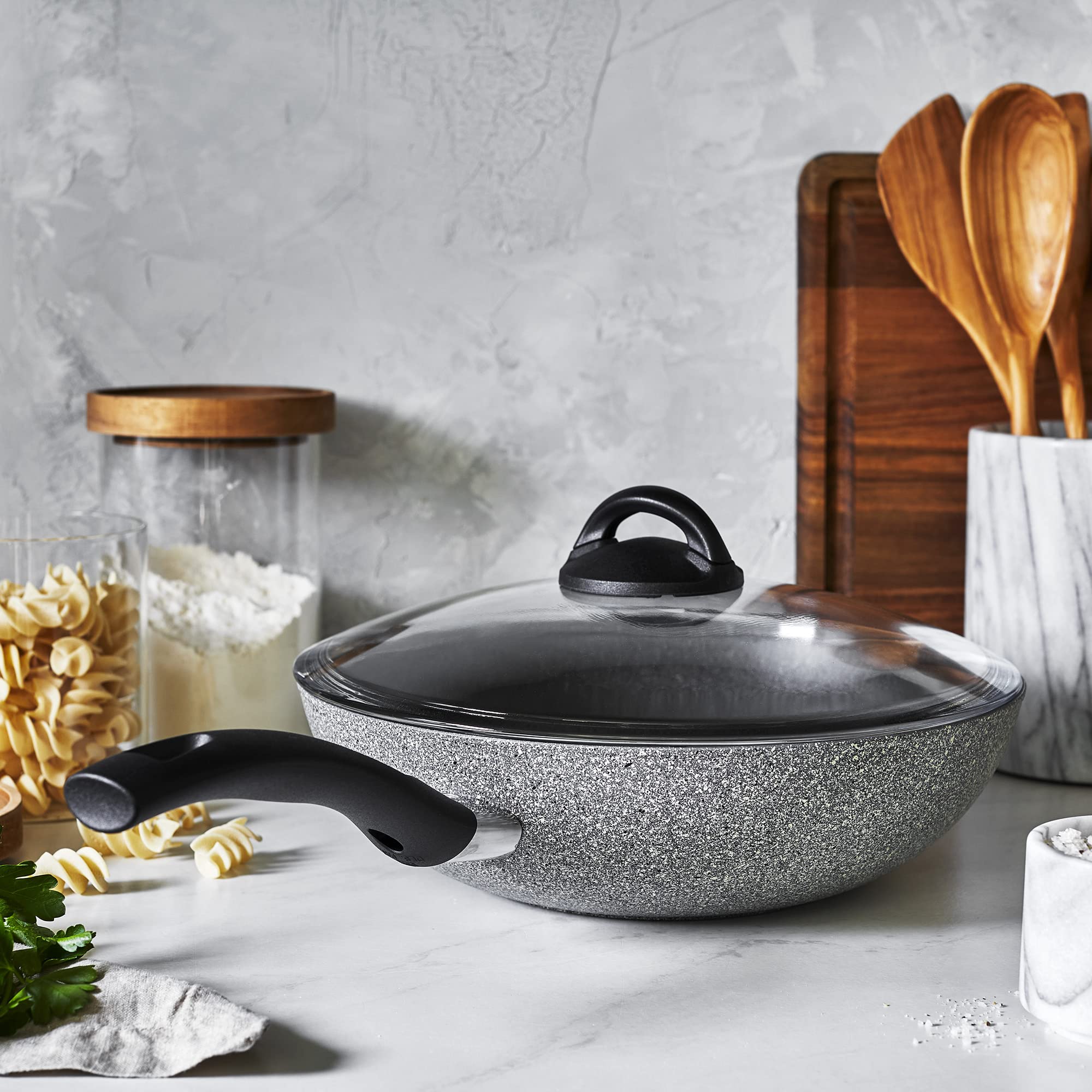 BALLARINI 11-inch Nonstick Stir Fry Pan with Lid, Durable Aluminum, Made in Italy, Model 1010560
