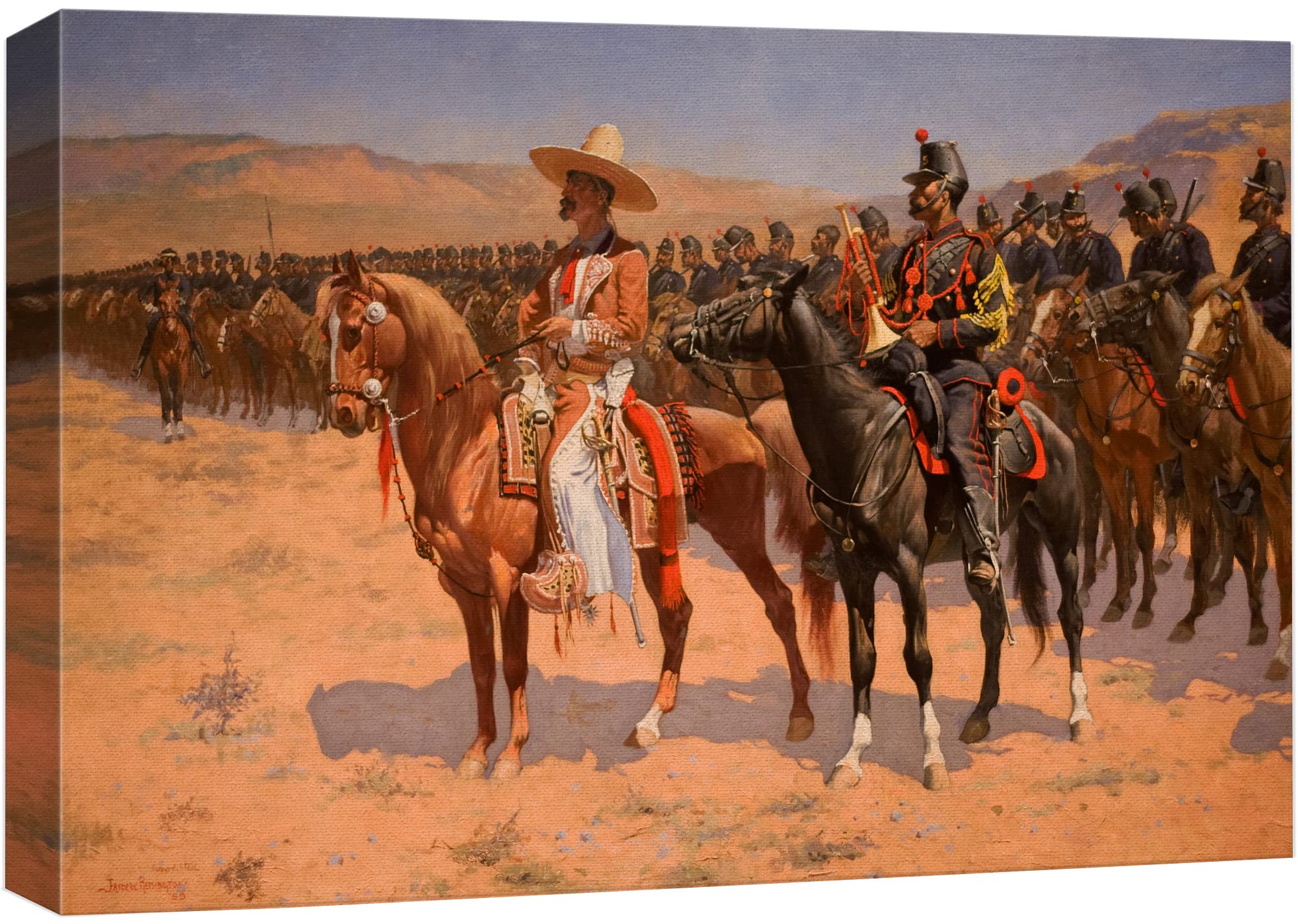 The Mexican Major (1889) (The Wild West Or The Troops) By Frederic Remington - Canvas Print Wall Art Famous Painting Reproductio