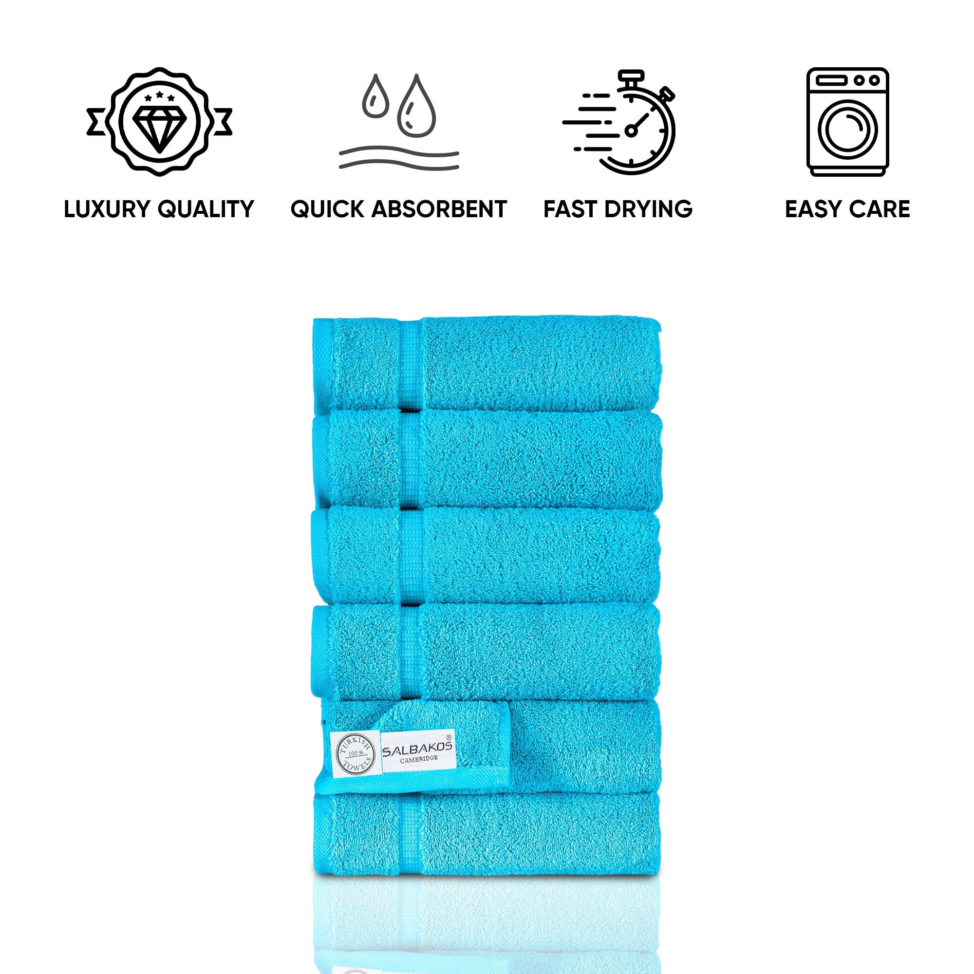 Salbakos - Premium 6 Piece Hand Towel Set, 100% Turkish Cotton, Quick Dry & Comfy Towels For Hotel & Spa, Highly Absorbent | 16
