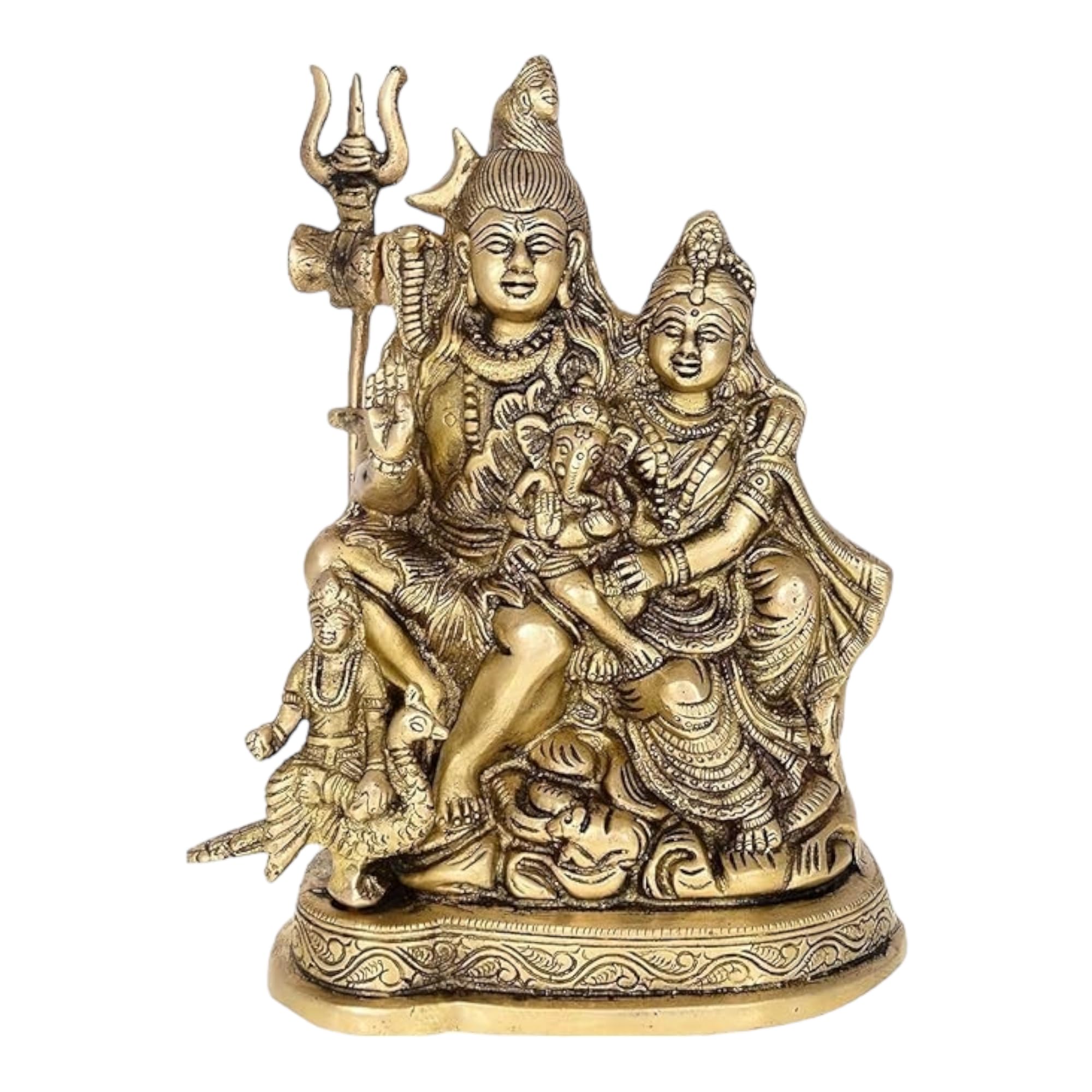 Radhika Poojan Bhandar Ashtadhatu-Brass Shiv Parivarshankar Parvati And Ganesh Idol (3 Inch Height)